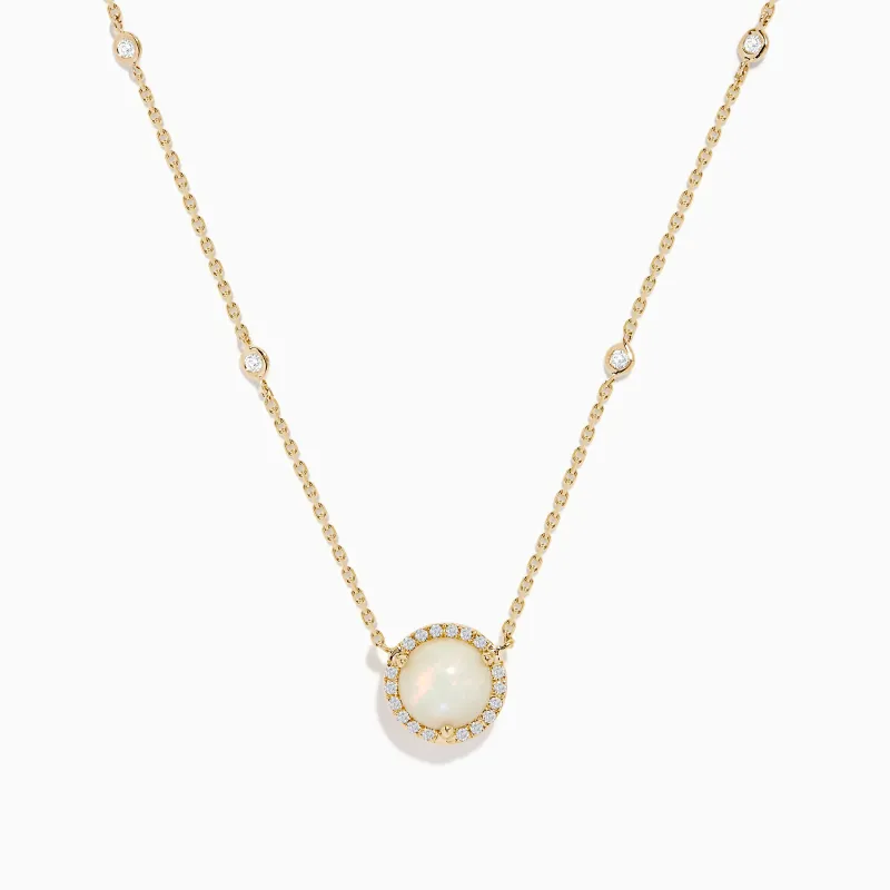 Aurora 14K Yellow Gold Opal and Diamond Necklace sold by Effy