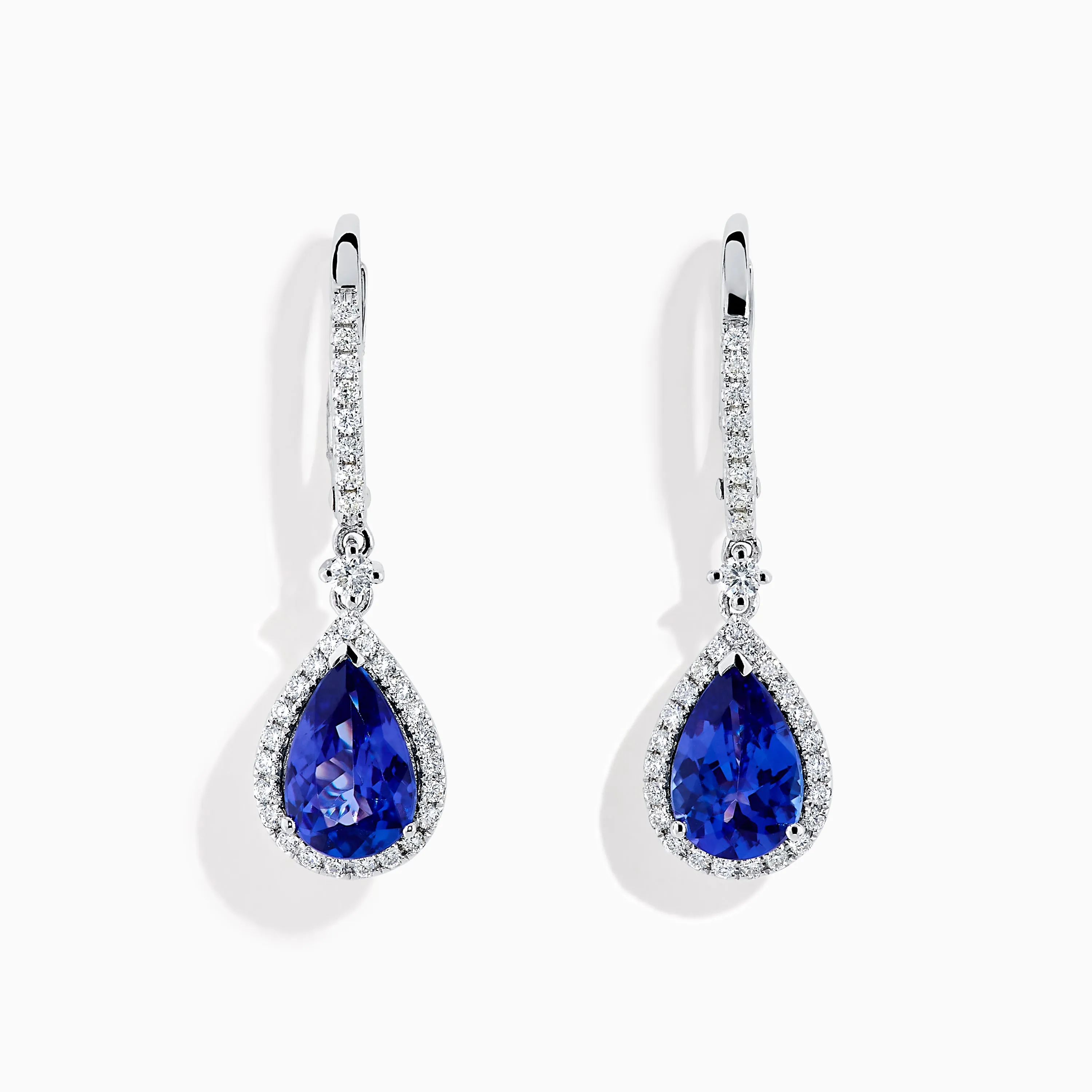 Nahla 14K White Gold Pear Shaped AAA Tanzanite and Diamond Earrings sold by Effy