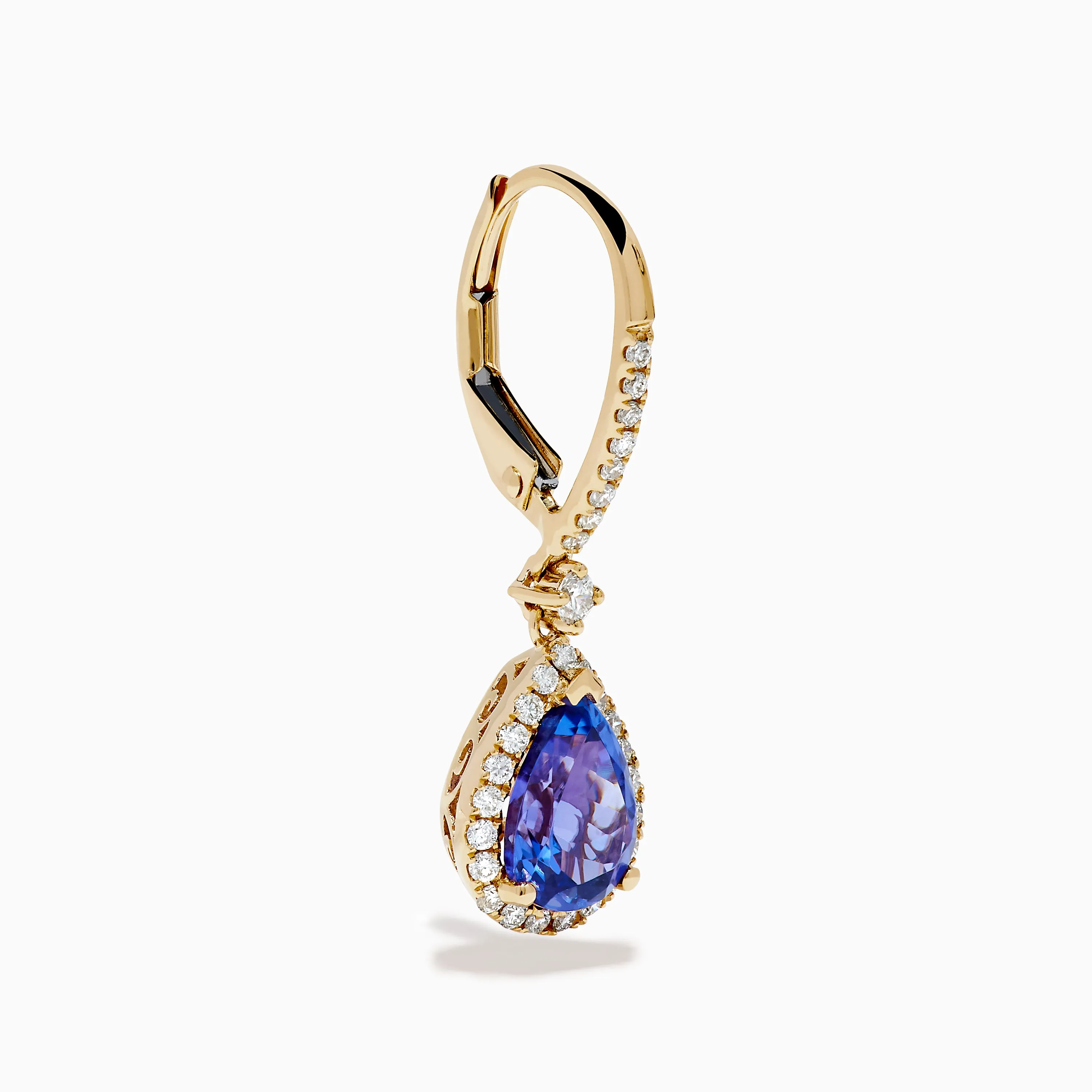 Nahla 14K Yellow Gold Pear Shaped AAA Tanzanite and Diamond Earrings sold by Effy product image thumbnail 3