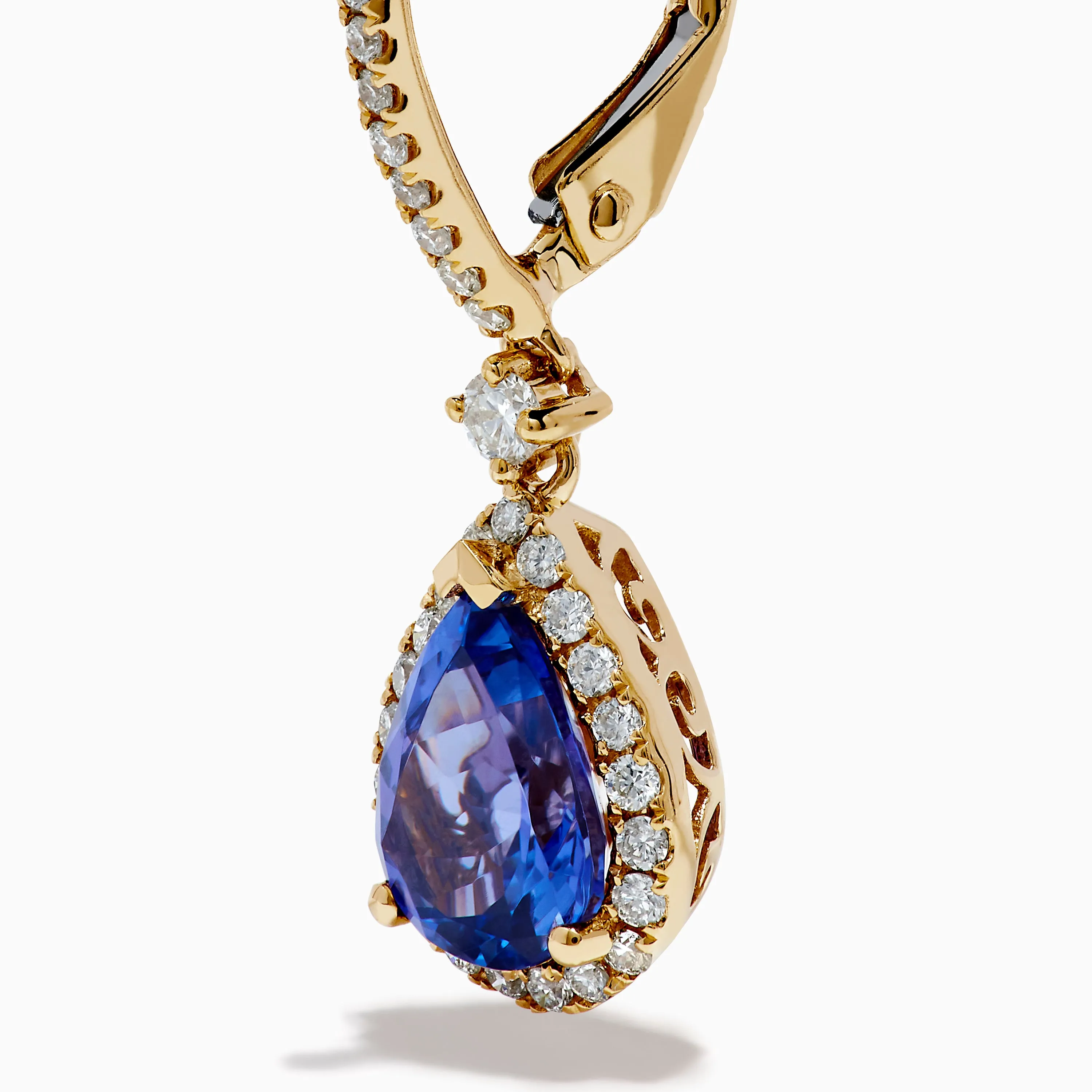 Nahla 14K Yellow Gold Pear Shaped AAA Tanzanite and Diamond Earrings sold by Effy product image thumbnail 2