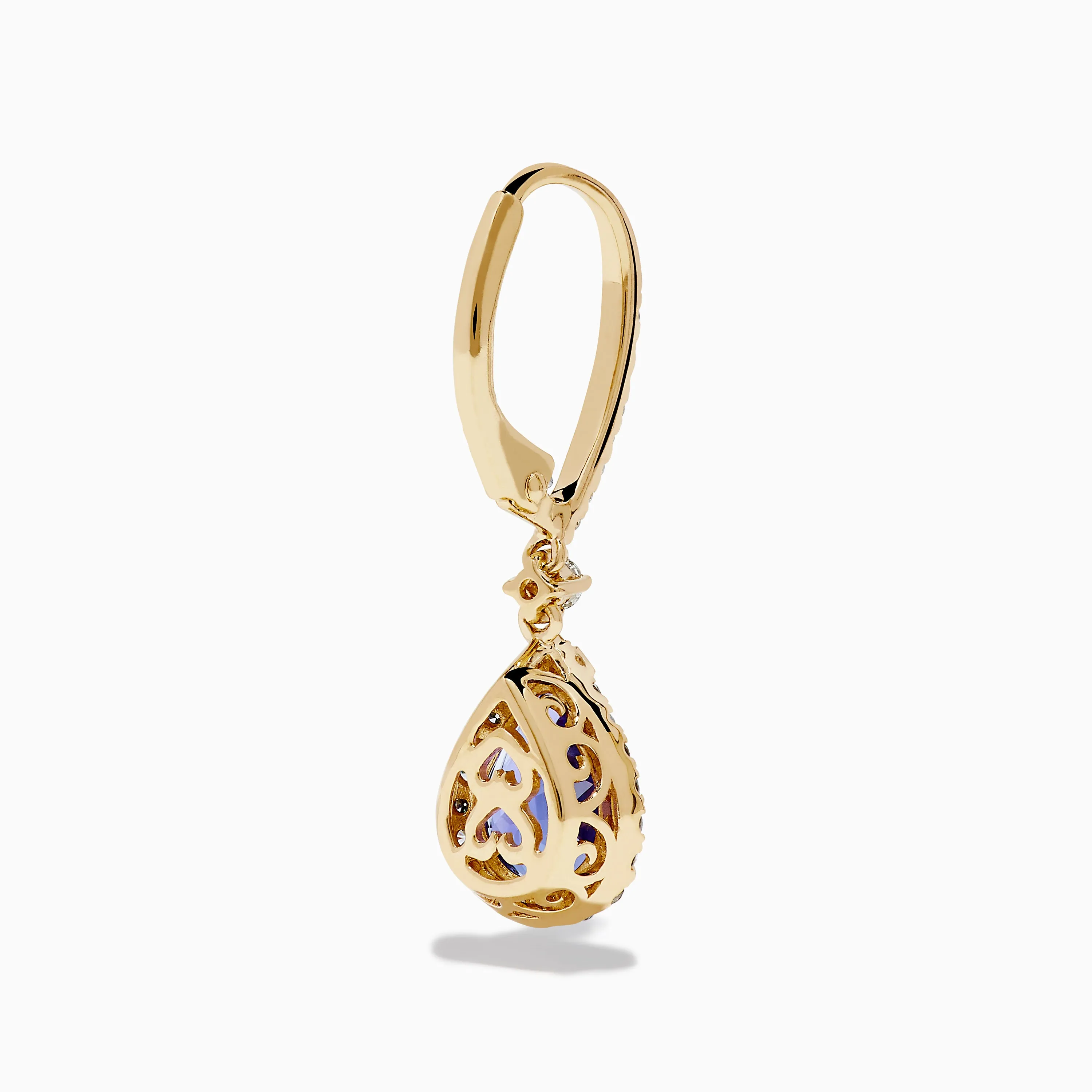 Nahla 14K Yellow Gold Pear Shaped AAA Tanzanite and Diamond Earrings sold by Effy product image thumbnail 4