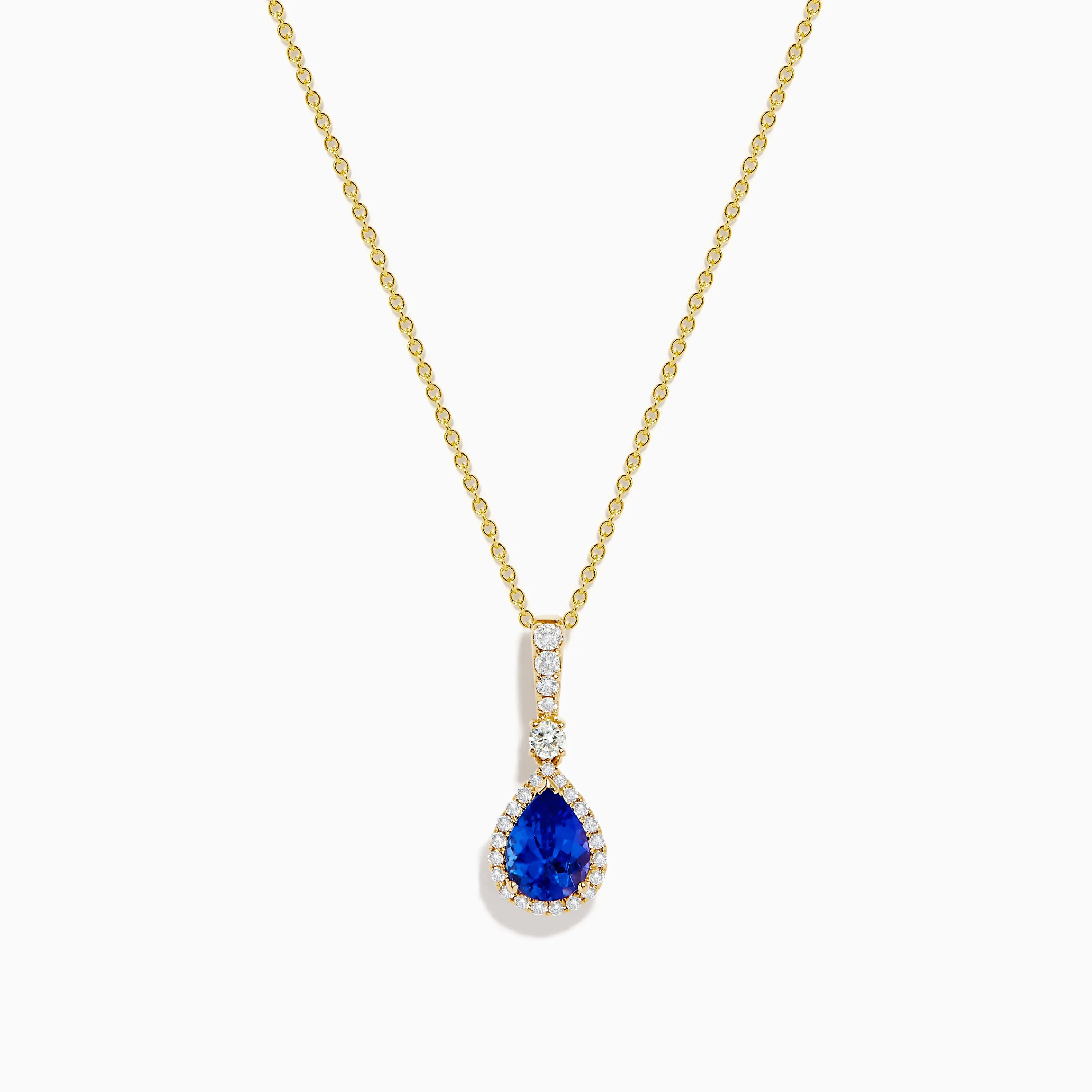 Nahla 14K Yellow Gold Pear Shaped AAA Tanzanite Pendant sold by Effy