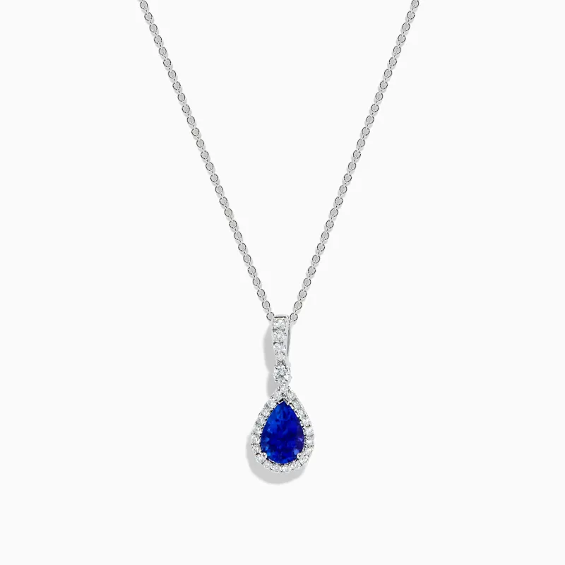 Nahla 14K White Gold Pear Shaped AAA Tanzanite Pendant sold by Effy