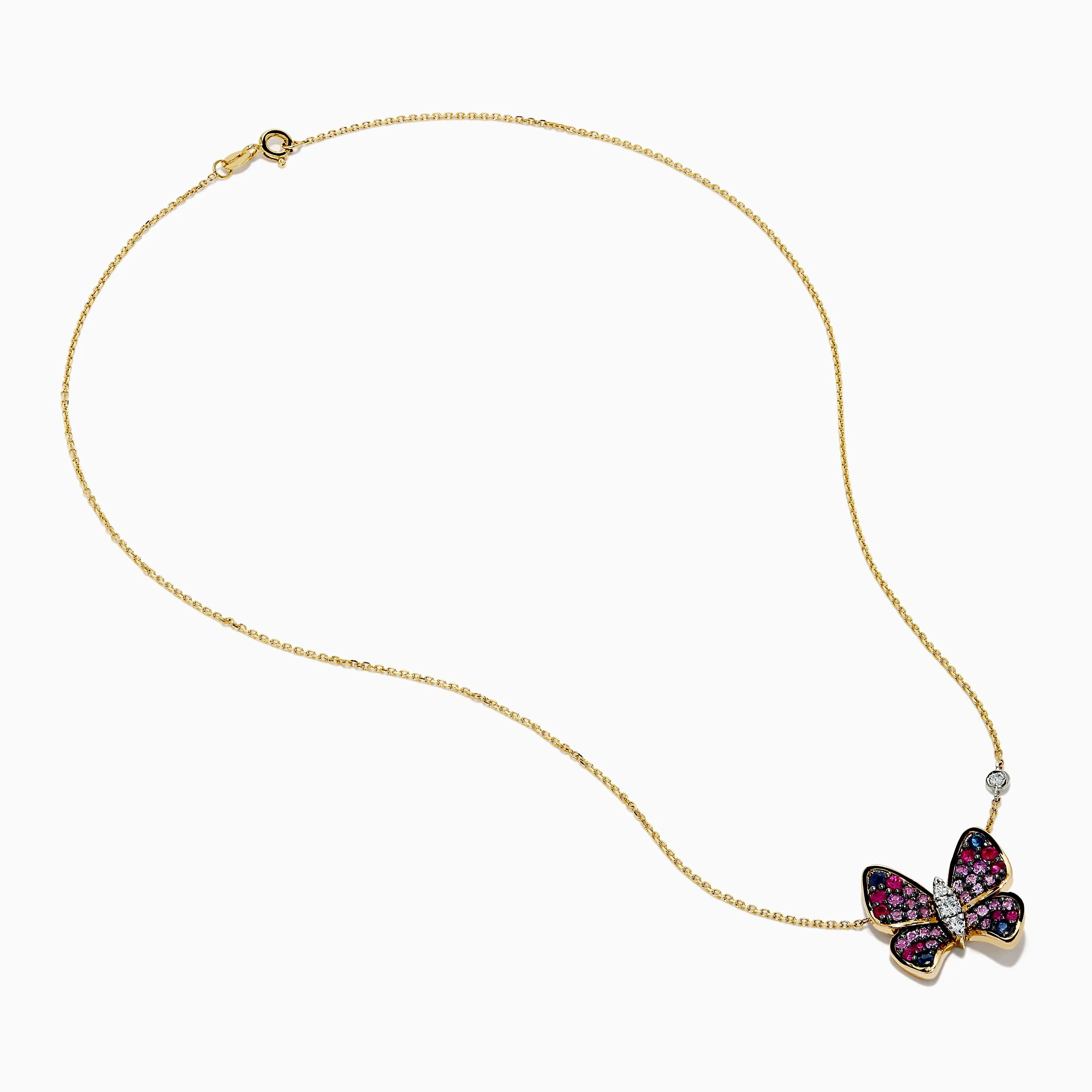 14 Karat Three Tone Gold Semi Precious and Diamond Butterfly Pendant Necklace sold by Effy product image thumbnail 2
