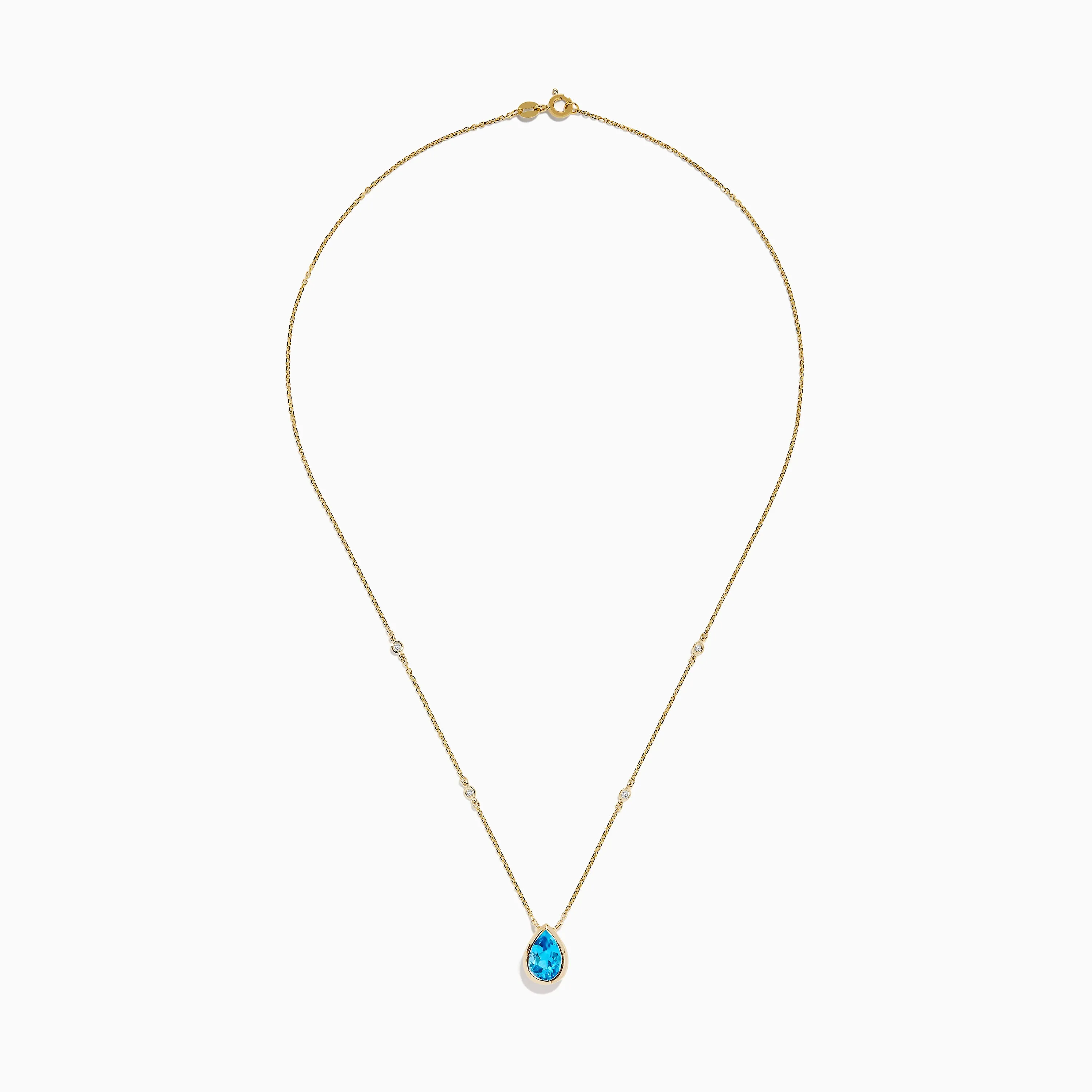 Ocean Bleu 14K Yellow Gold Blue Topaz and Diamond Necklace sold by Effy product image thumbnail 3