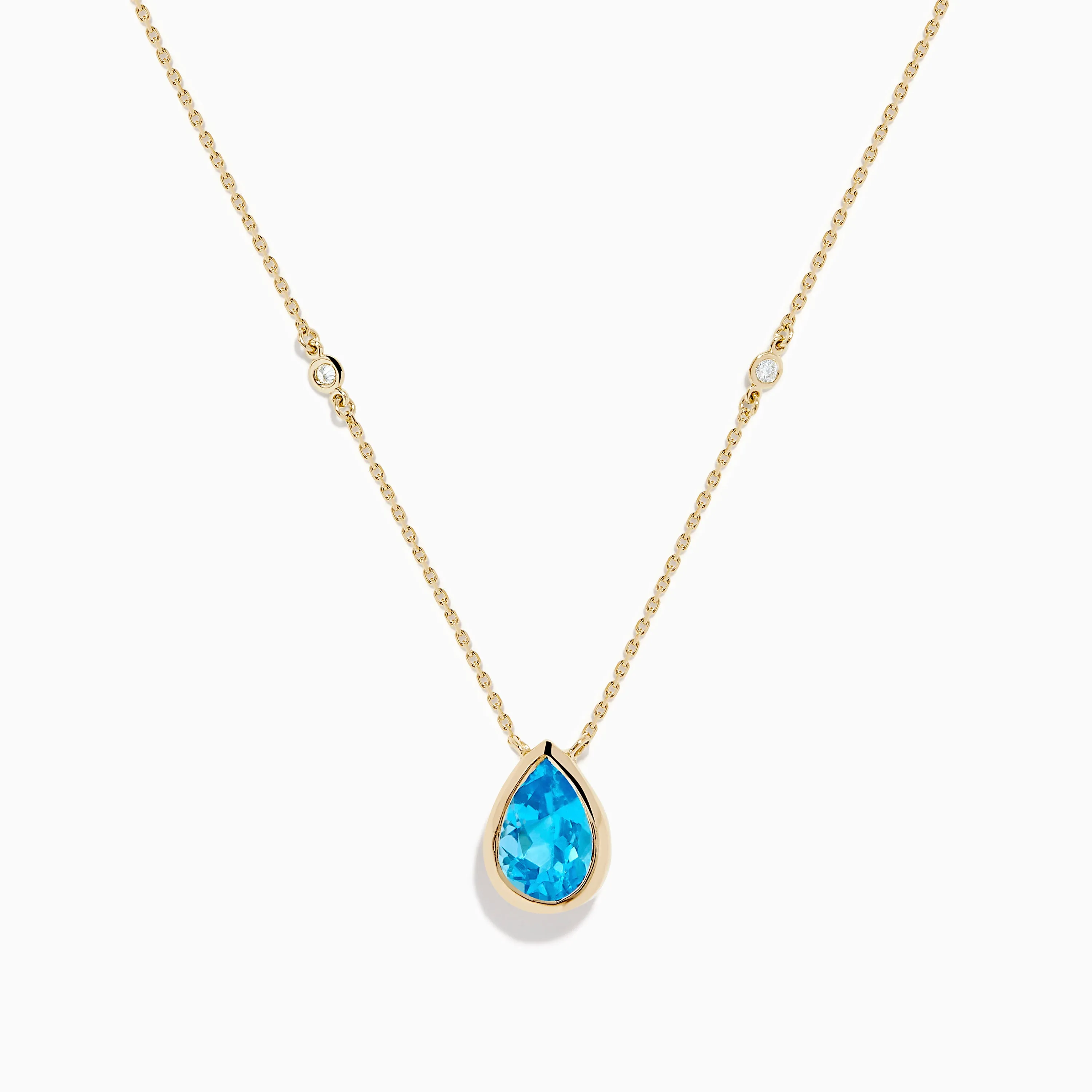 Ocean Bleu 14K Yellow Gold Blue Topaz and Diamond Necklace sold by Effy