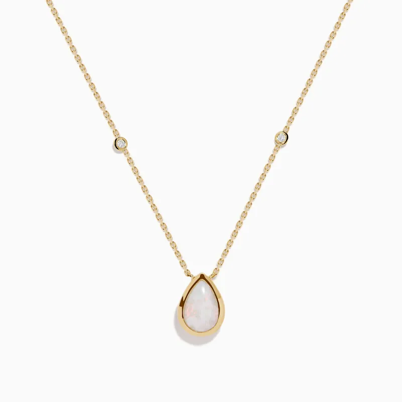 Aurora 14K Yellow Gold Opal and Diamond Necklace sold by Effy