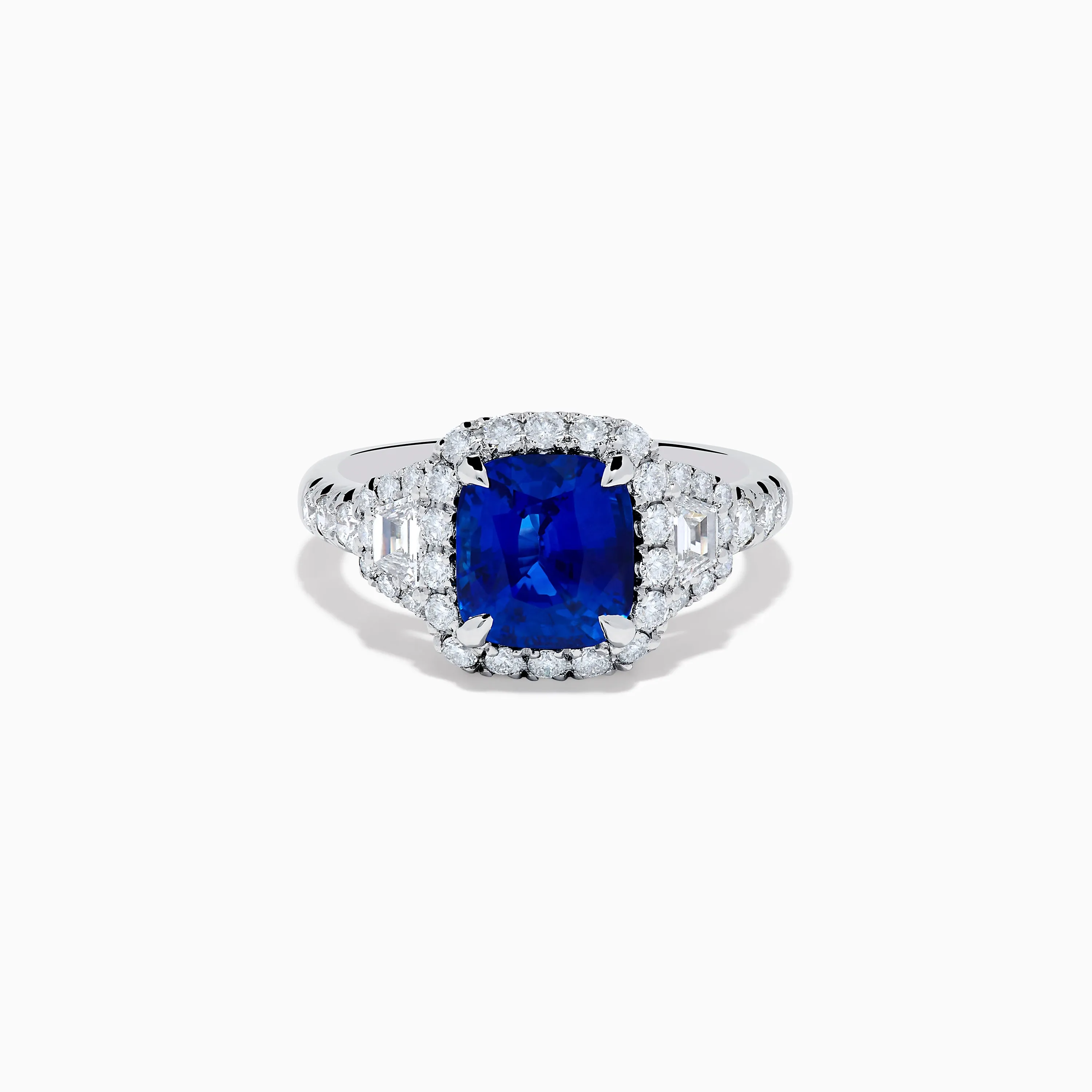 Royale Bleu Platinum Blue Sapphire Halo Ring sold by Effy