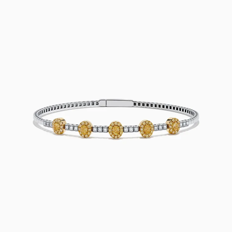 Canare Platinum and 18K Yellow Gold Yellow and White Diamond Flexible Bangle sold by Effy