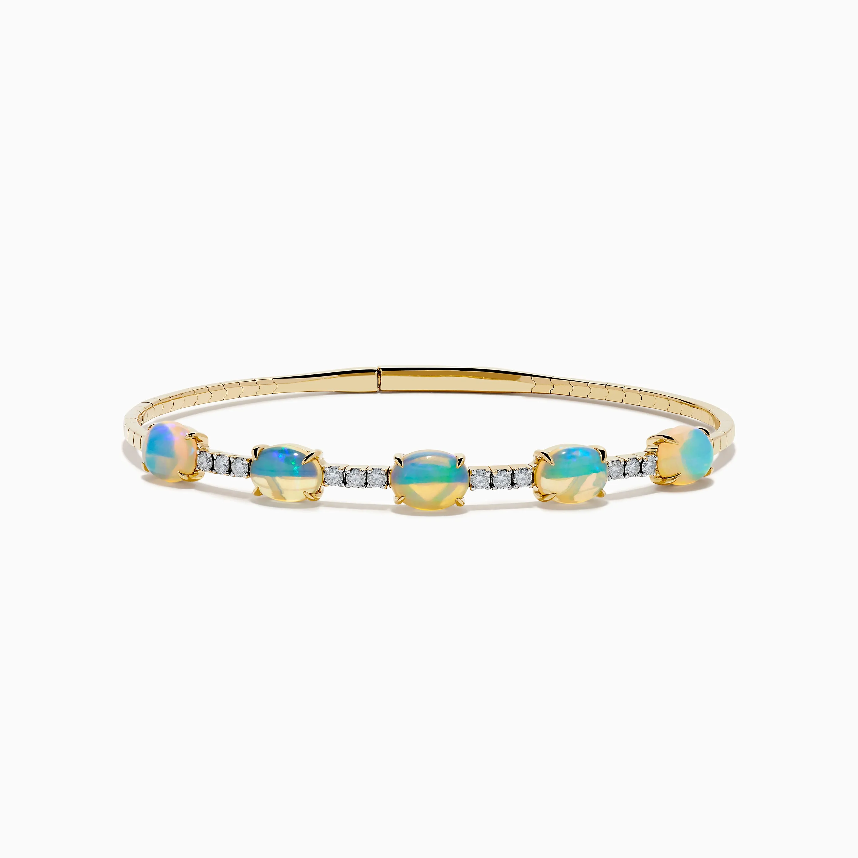 Aurora 14K Yellow Gold Opal and Diamond Flexible Bangle sold by Effy