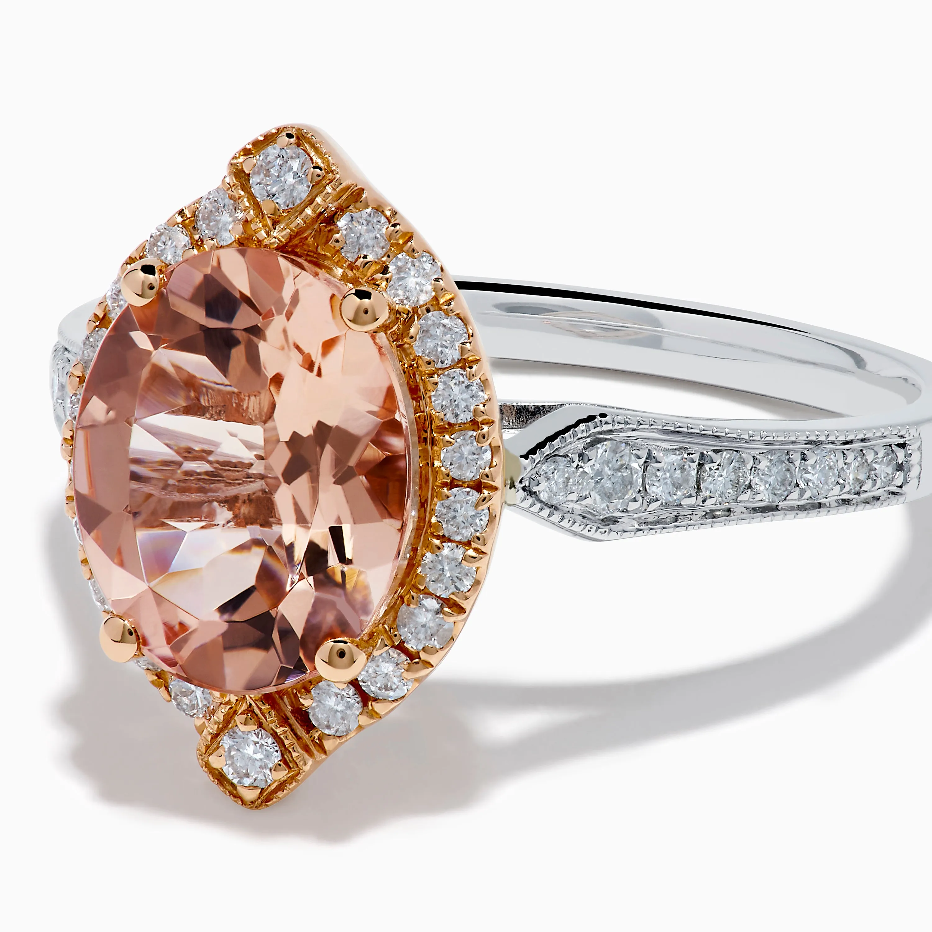 Blush 14K Two-Tone Gold Morganite and Diamond Ring sold by Effy product image thumbnail 2