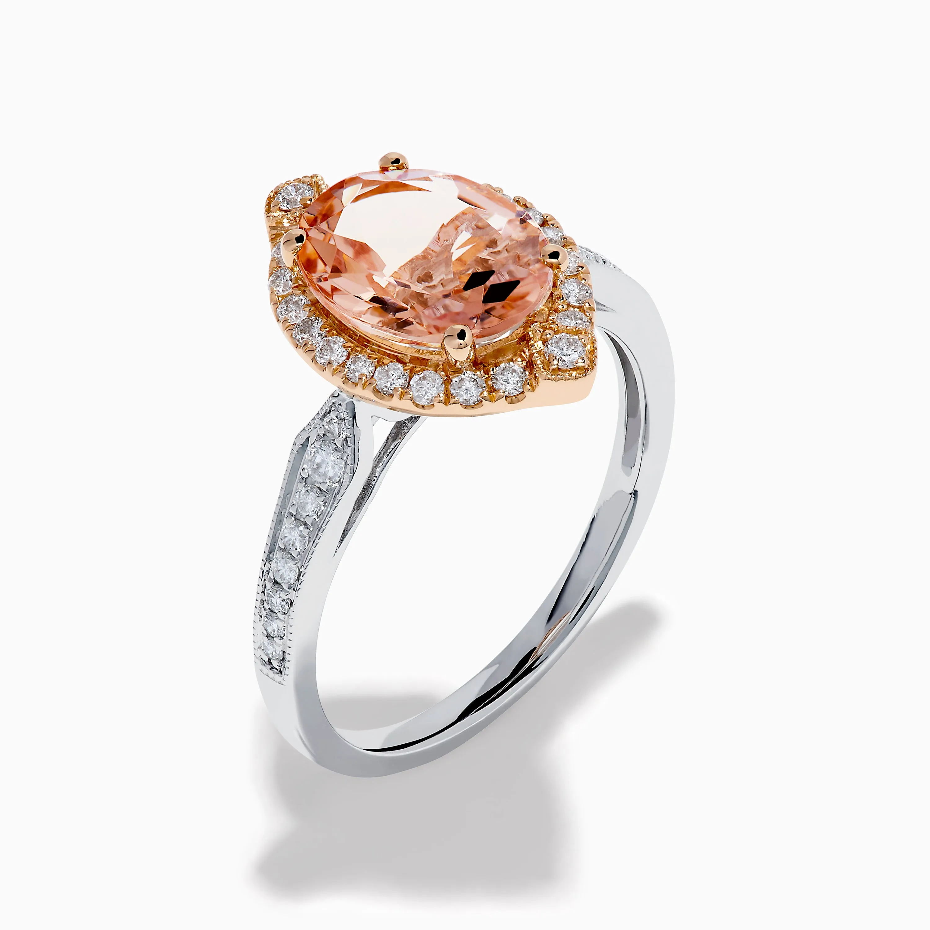 Blush 14K Two-Tone Gold Morganite and Diamond Ring sold by Effy product image thumbnail 4