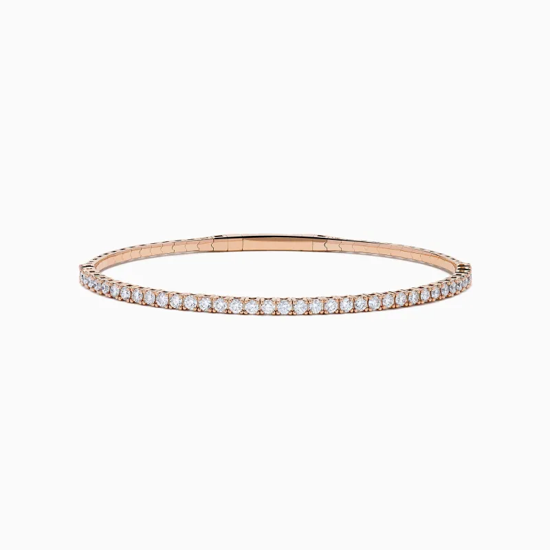 Pave Rose 14K Rose Gold Flexible Diamond Bangle sold by Effy