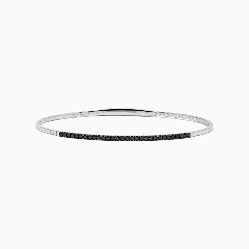 Caviar 14K White Gold Black Diamond Bangle sold by Effy
