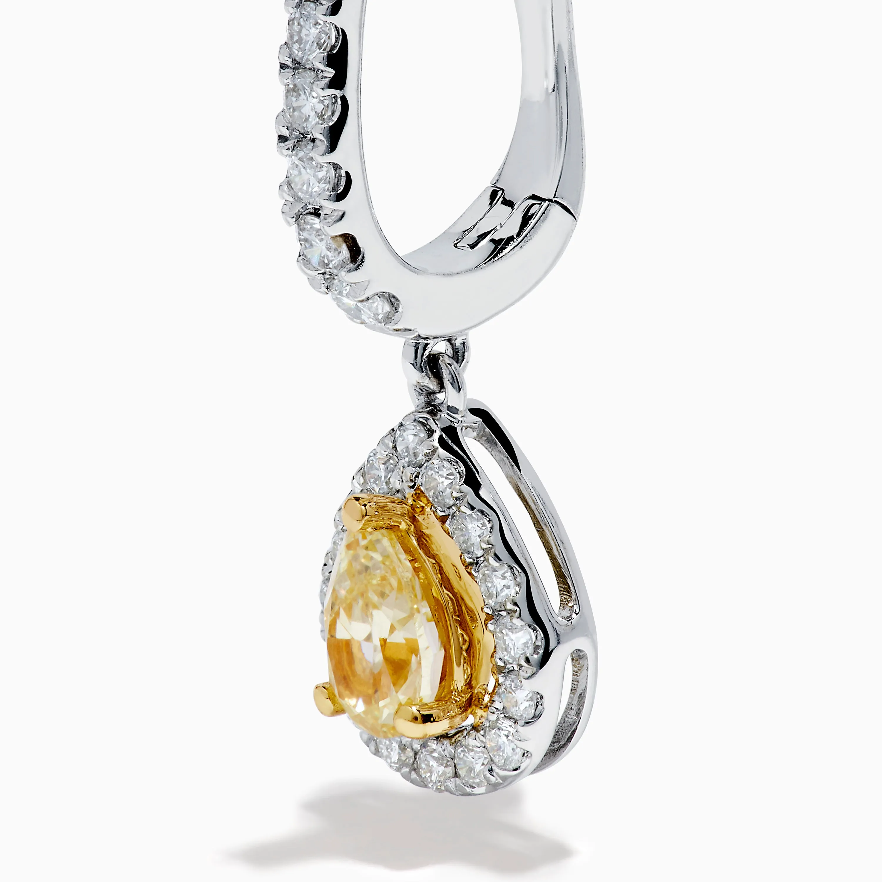 18K Two Tone Gold White and Yellow Diamond Drop Earrings sold by Effy product image thumbnail 2