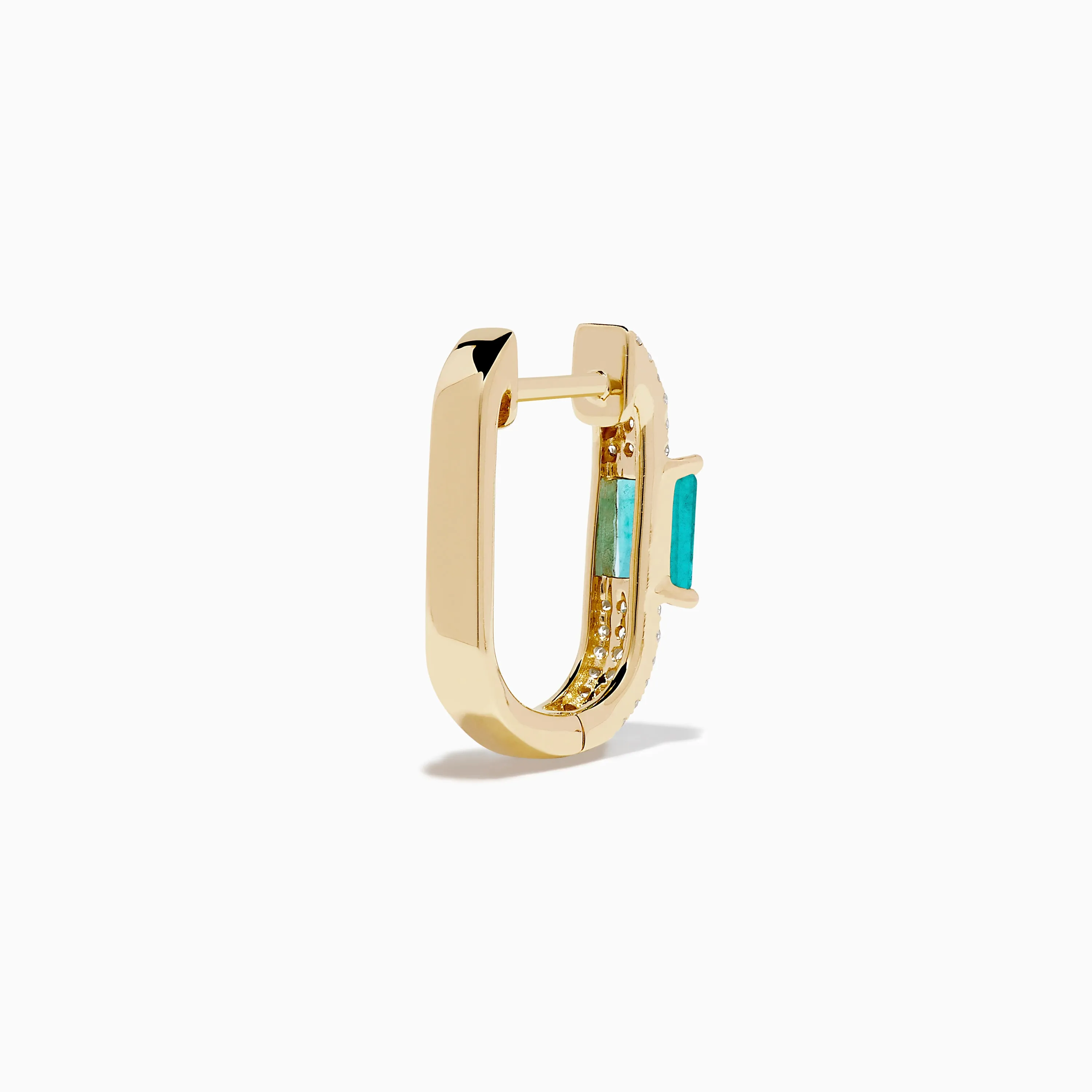 Brasilica 14K Yellow Gold Emerald and Diamond Hoop Earrings sold by Effy product image thumbnail 4