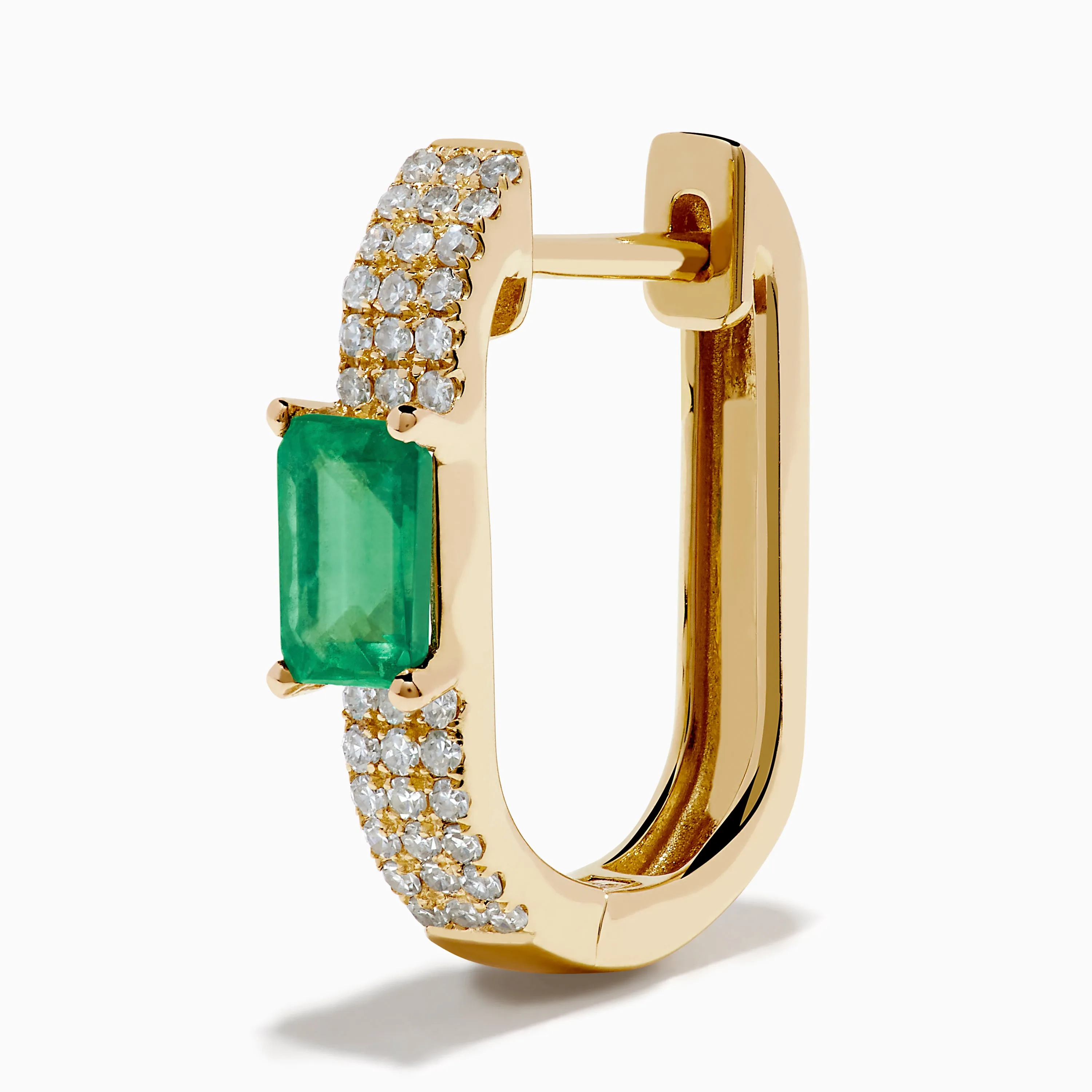 Brasilica 14K Yellow Gold Emerald and Diamond Hoop Earrings sold by Effy product image thumbnail 2