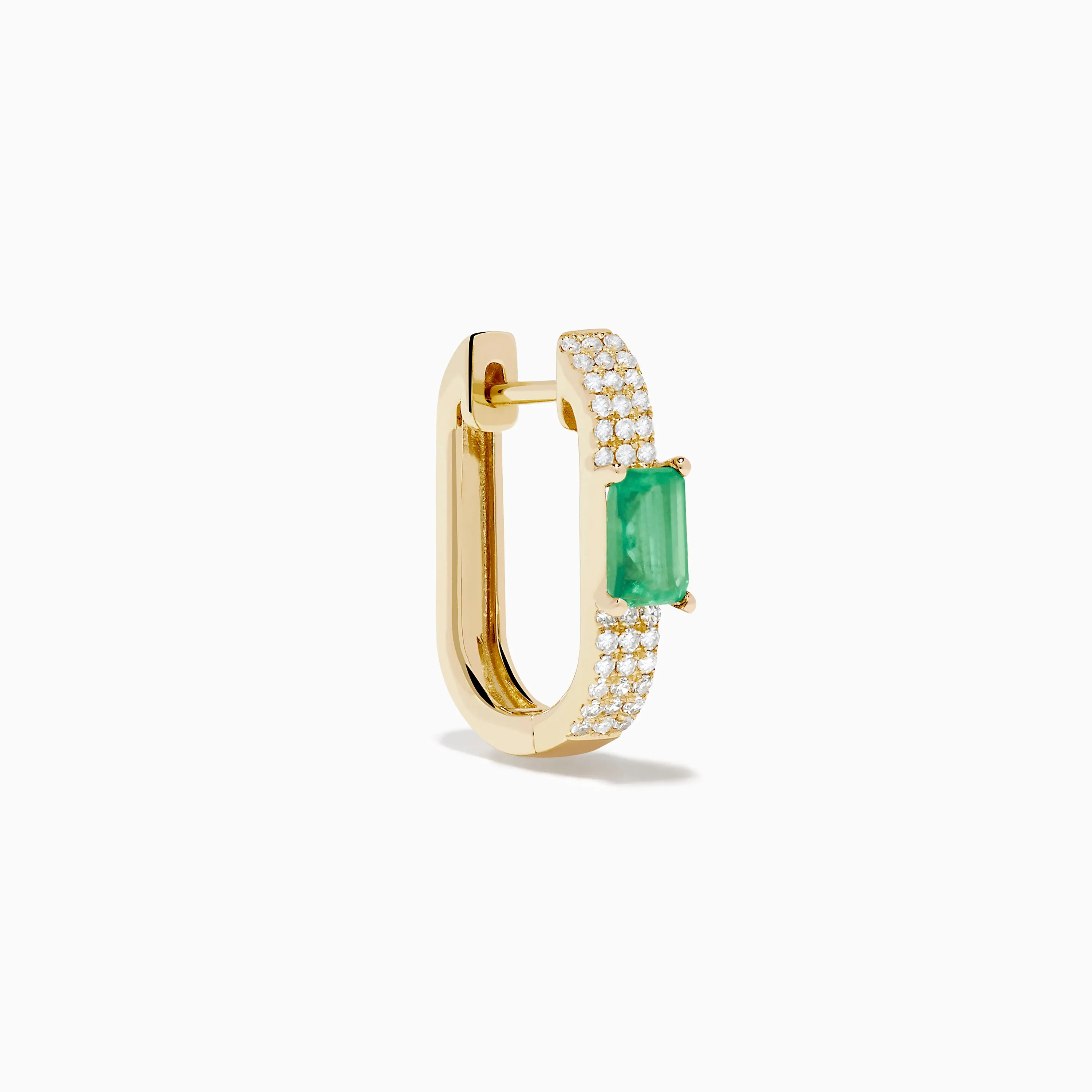Brasilica 14K Yellow Gold Emerald and Diamond Hoop Earrings sold by Effy product image thumbnail 3