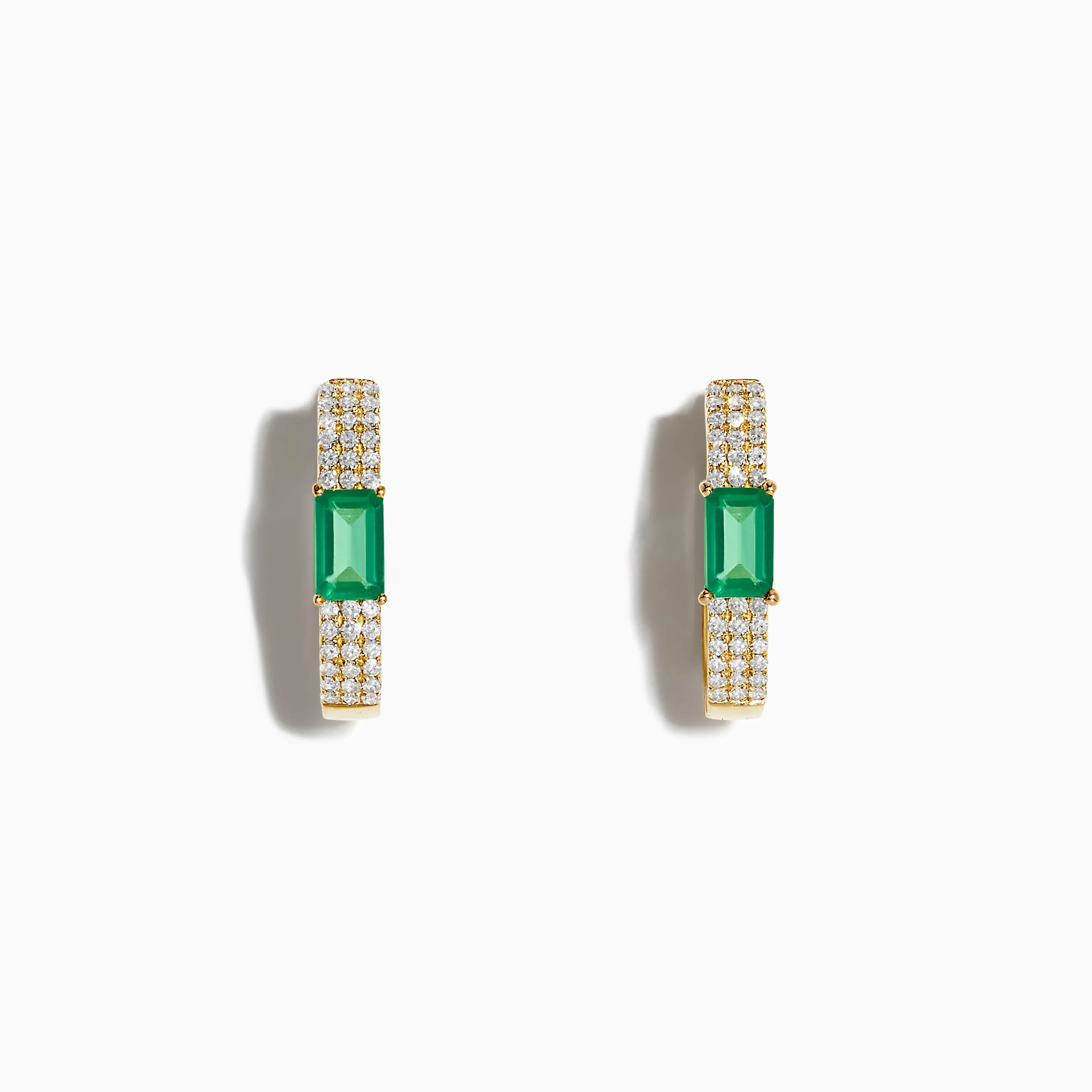 Brasilica 14K Yellow Gold Emerald and Diamond Hoop Earrings sold by Effy