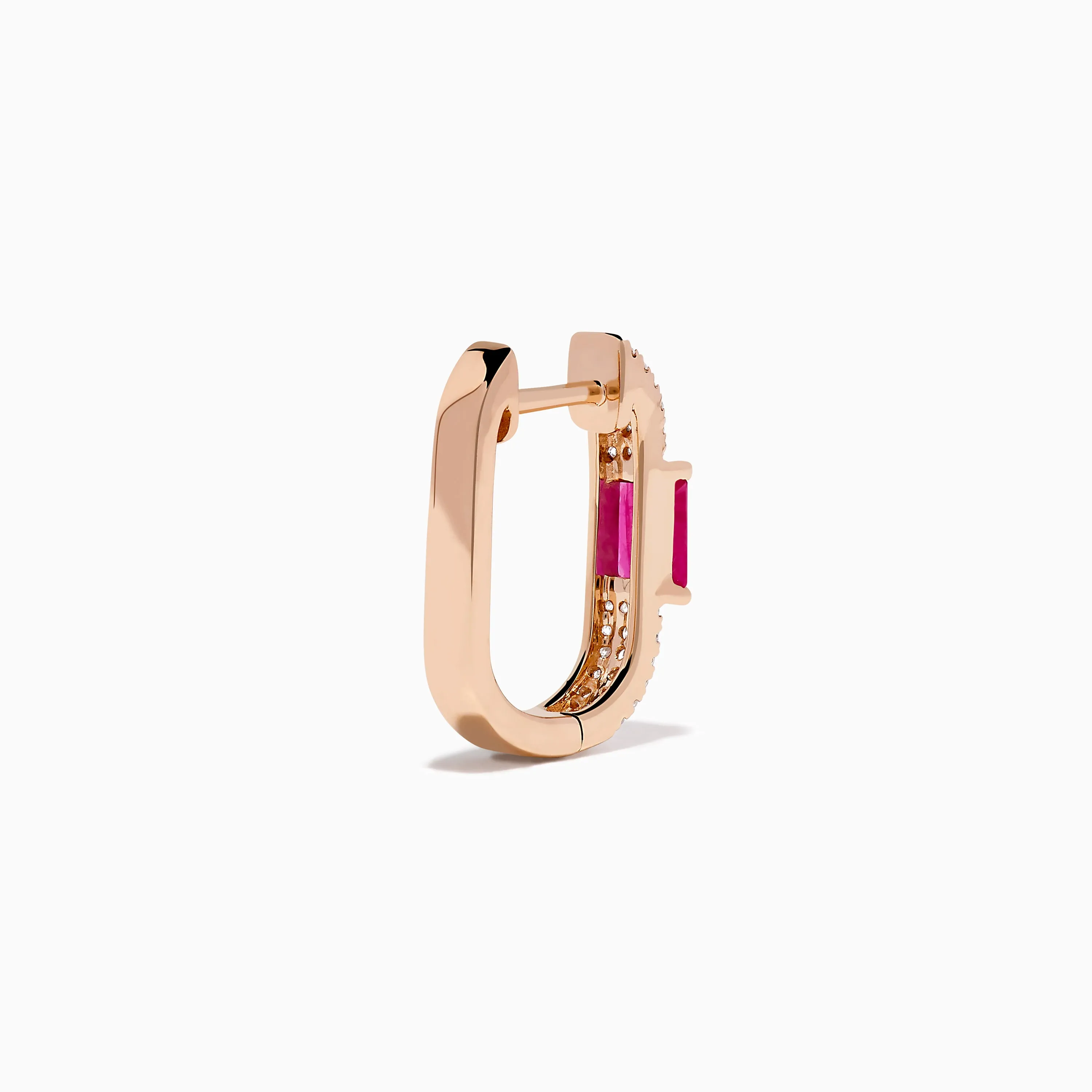 Ruby Royale 14K Rose Gold Ruby and Diamond Hoop Earrings sold by Effy product image thumbnail 4
