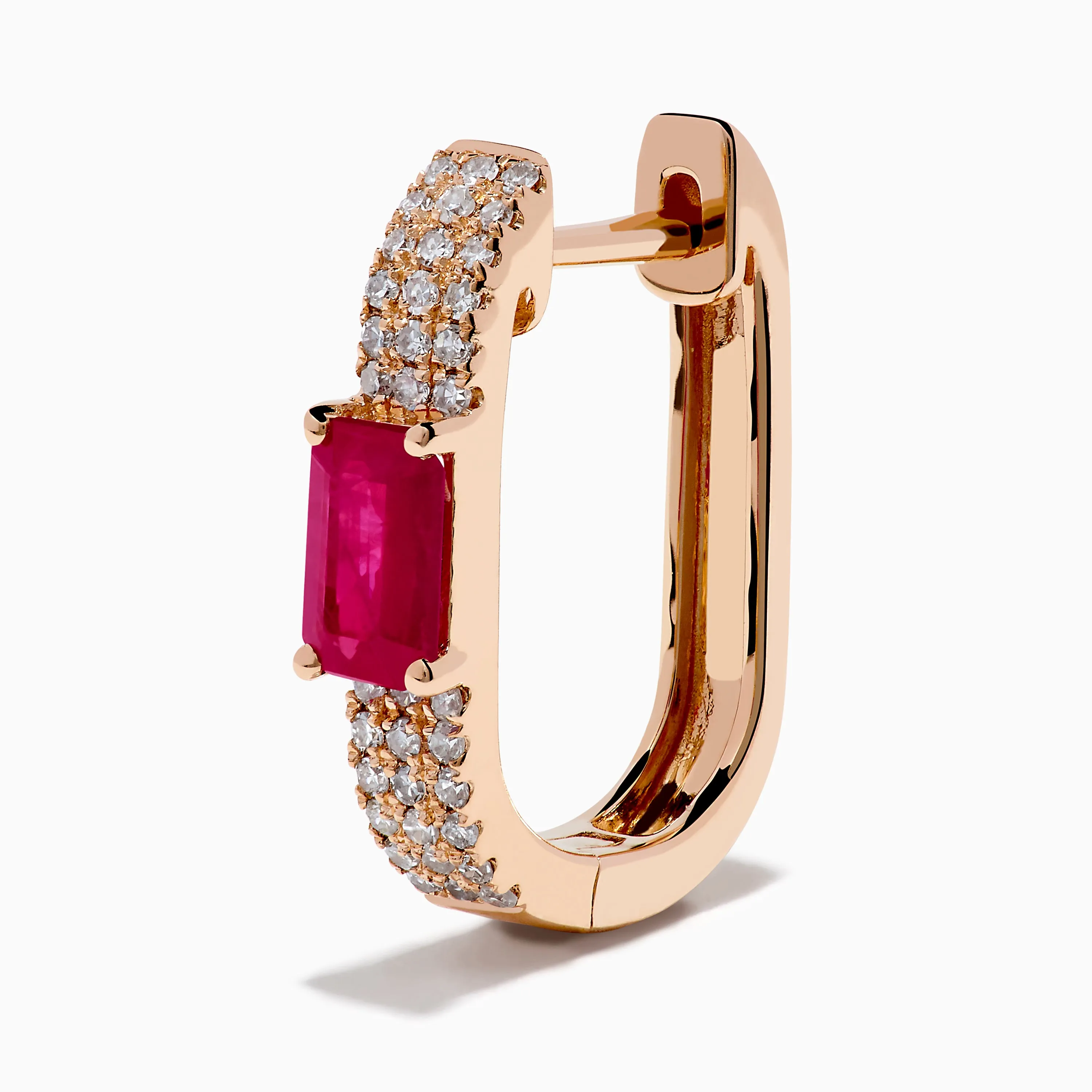 Ruby Royale 14K Rose Gold Ruby and Diamond Hoop Earrings sold by Effy product image thumbnail 2