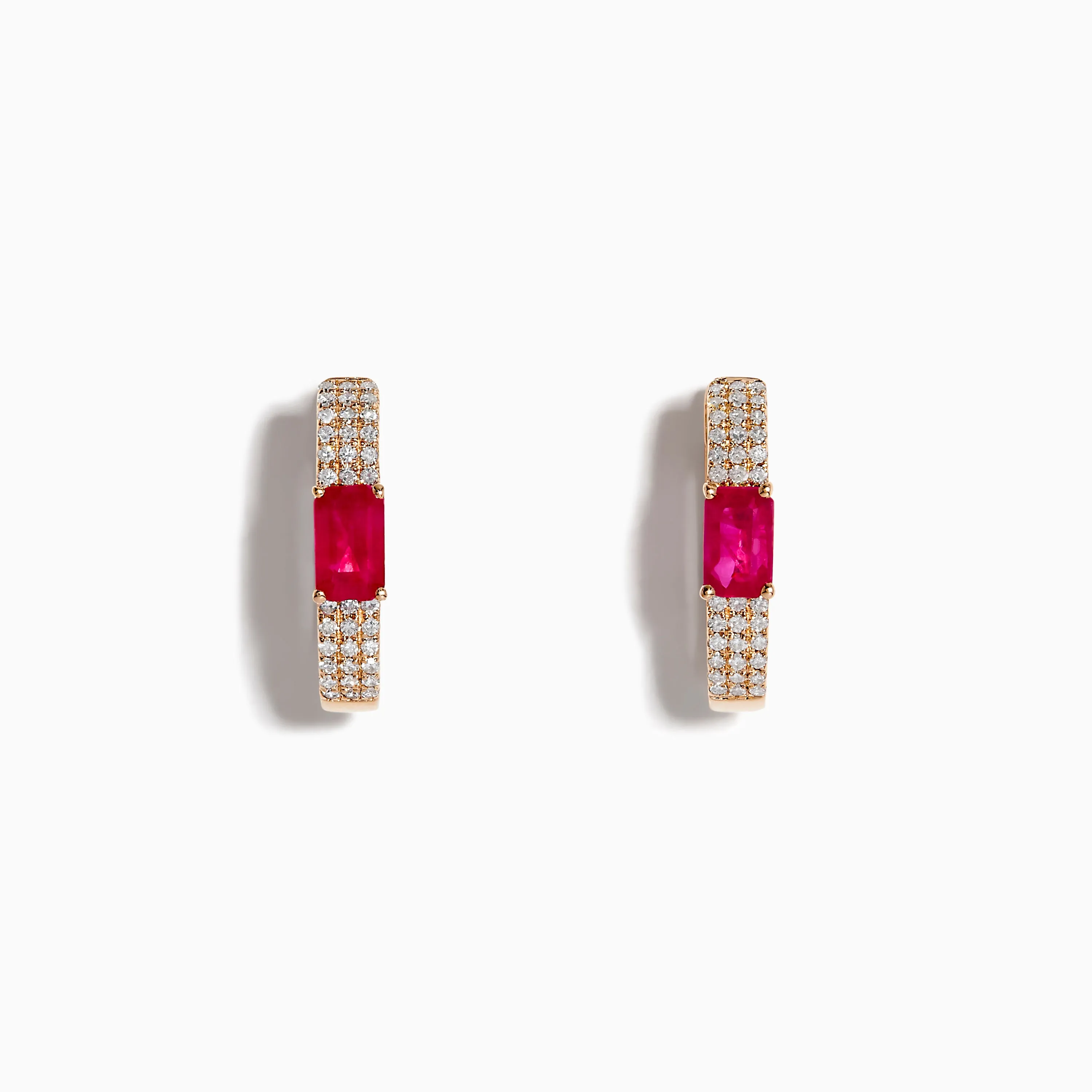 Ruby Royale 14K Rose Gold Ruby and Diamond Hoop Earrings sold by Effy