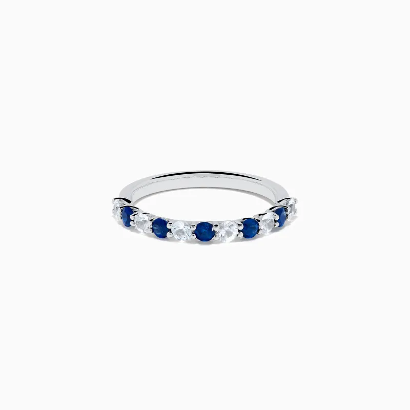 Royale Bleu 14K White Gold Blue and White Sapphire Band Ring sold by Effy