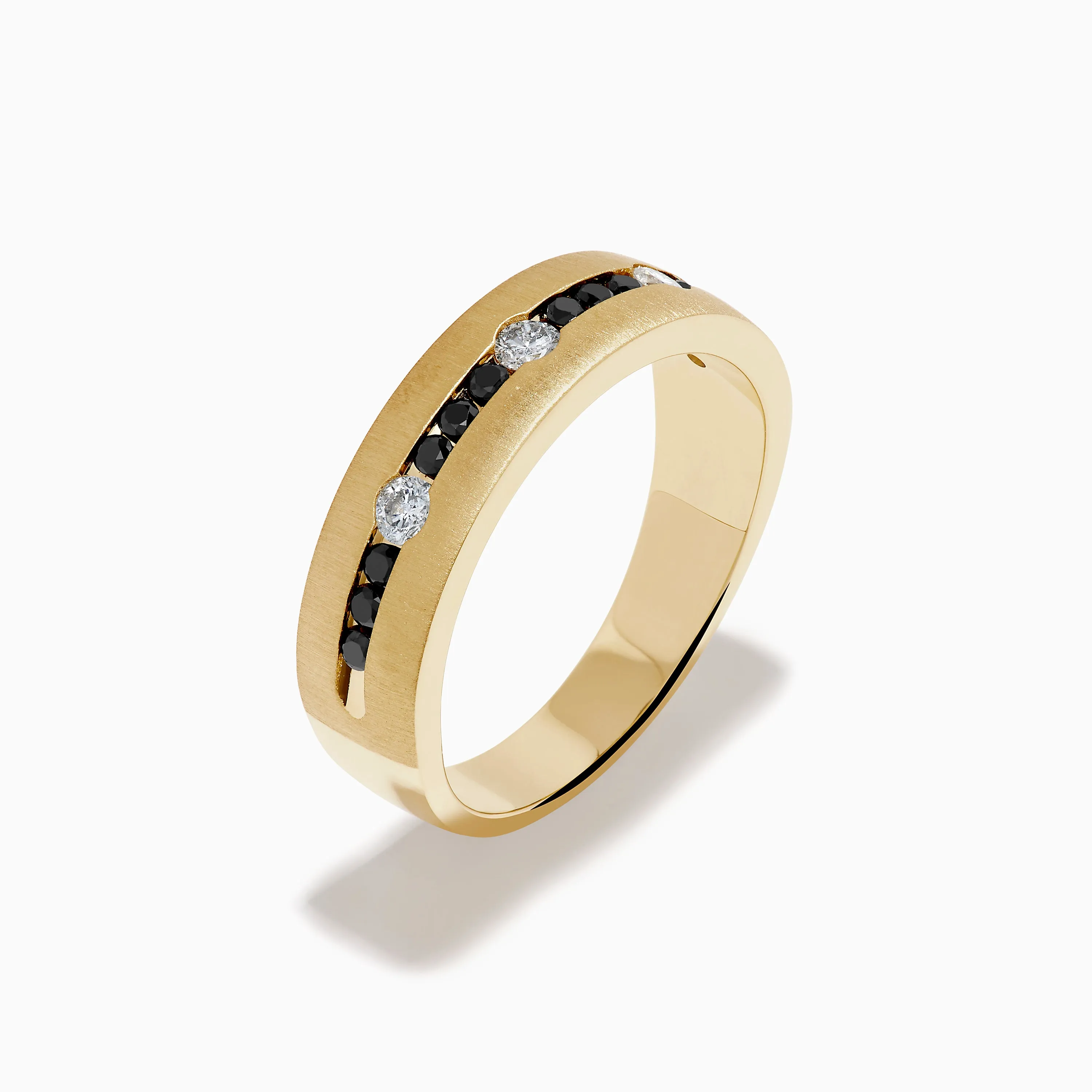 Men's 14K Yellow Gold White and Black Diamond Band Ring sold by Effy product image thumbnail 4