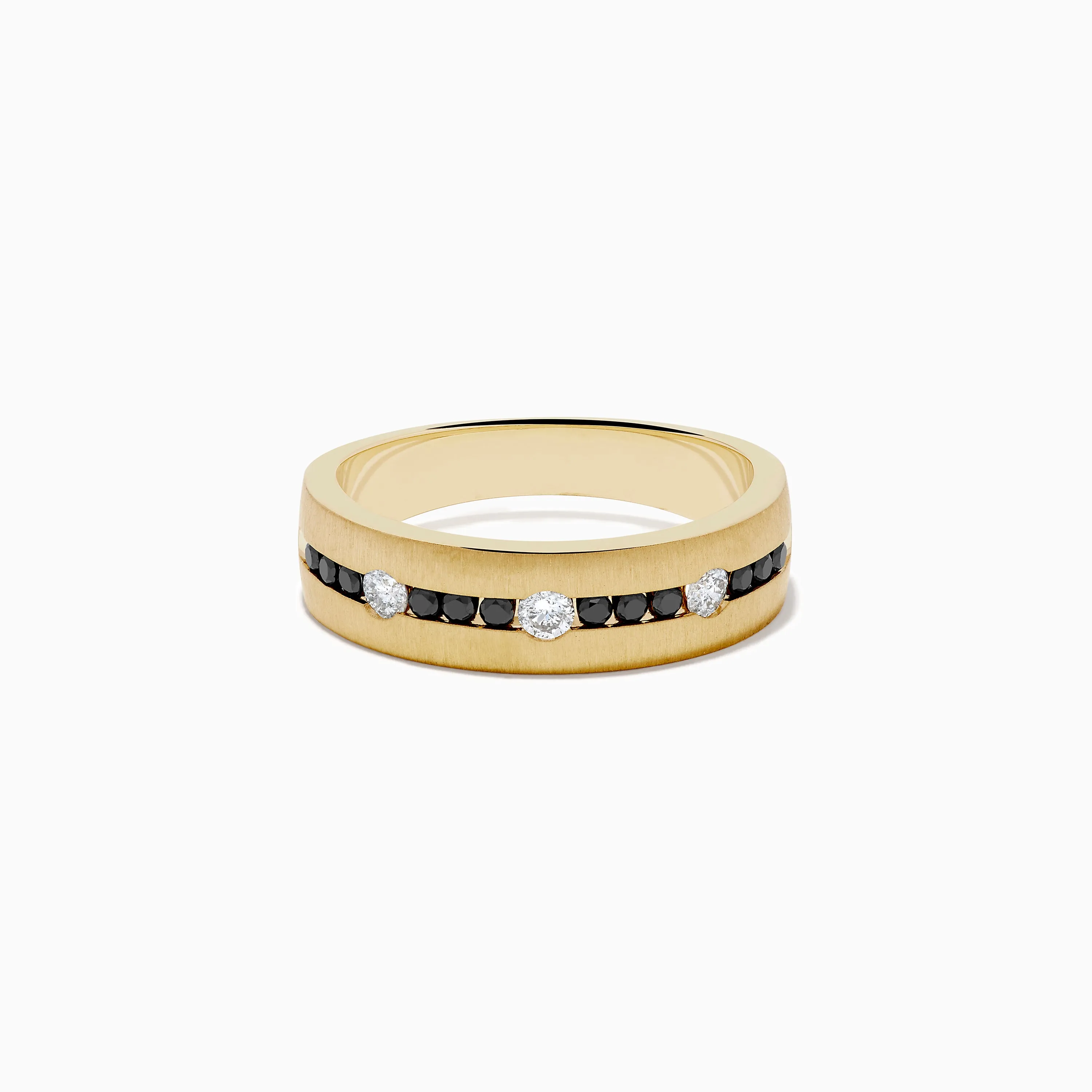 Men's 14K Yellow Gold White and Black Diamond Band Ring sold by Effy