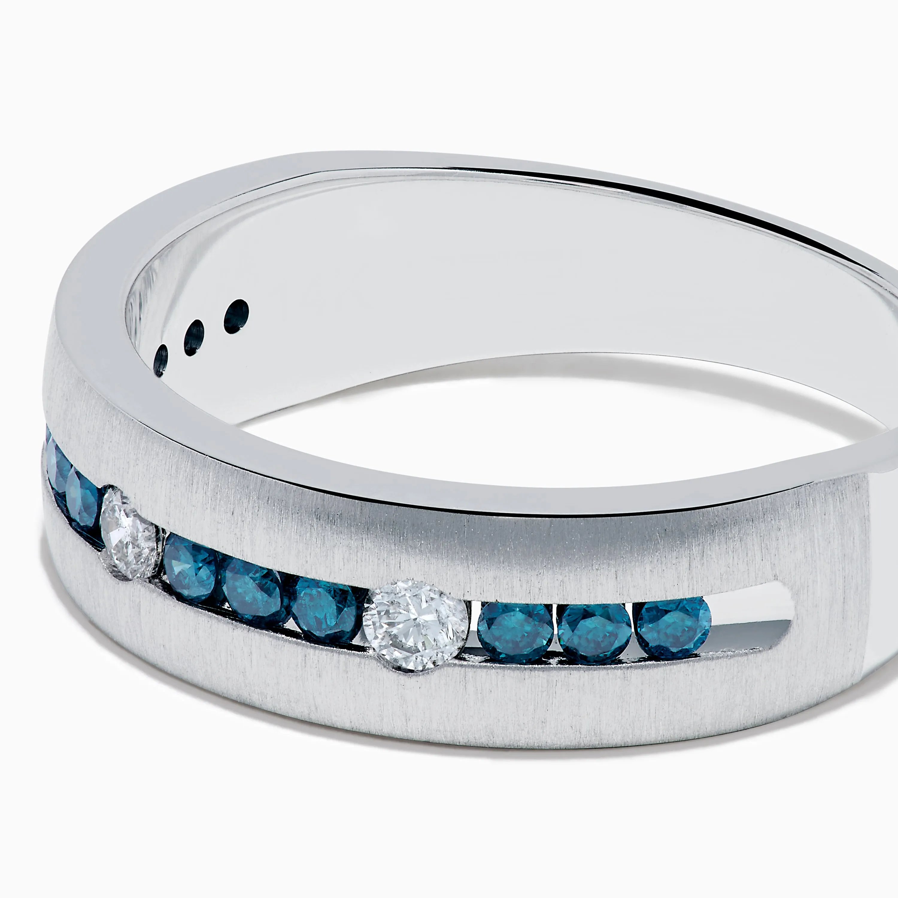 Men's 14K White Gold Blue and White Diamond Band Ring sold by Effy product image thumbnail 2