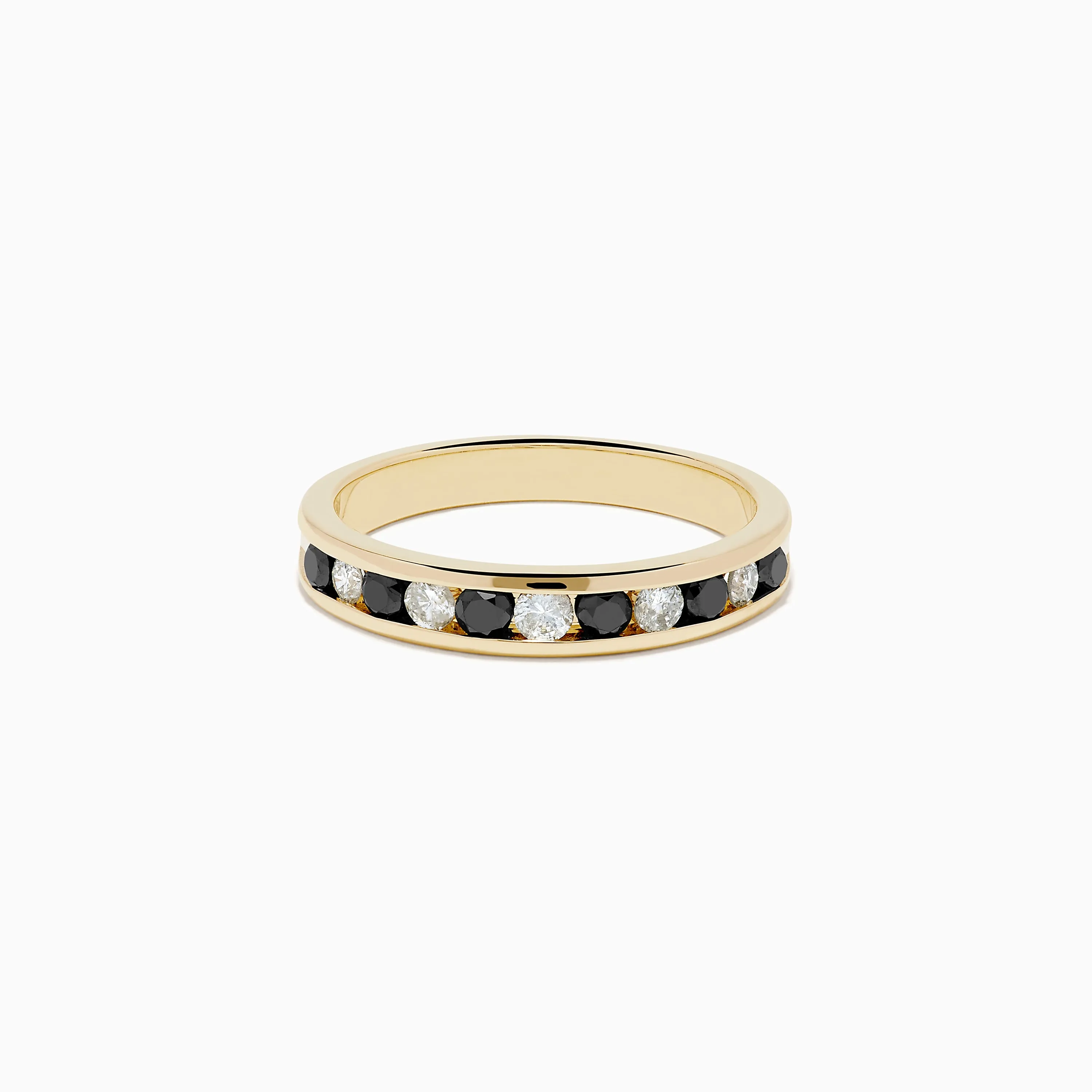 Caviar 14K Yellow Gold Black and White Diamond Band Ring sold by Effy