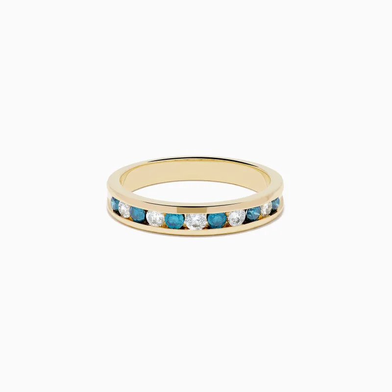 Bella Bleu 14K Yellow Gold White and Blue Diamond Ring sold by Effy