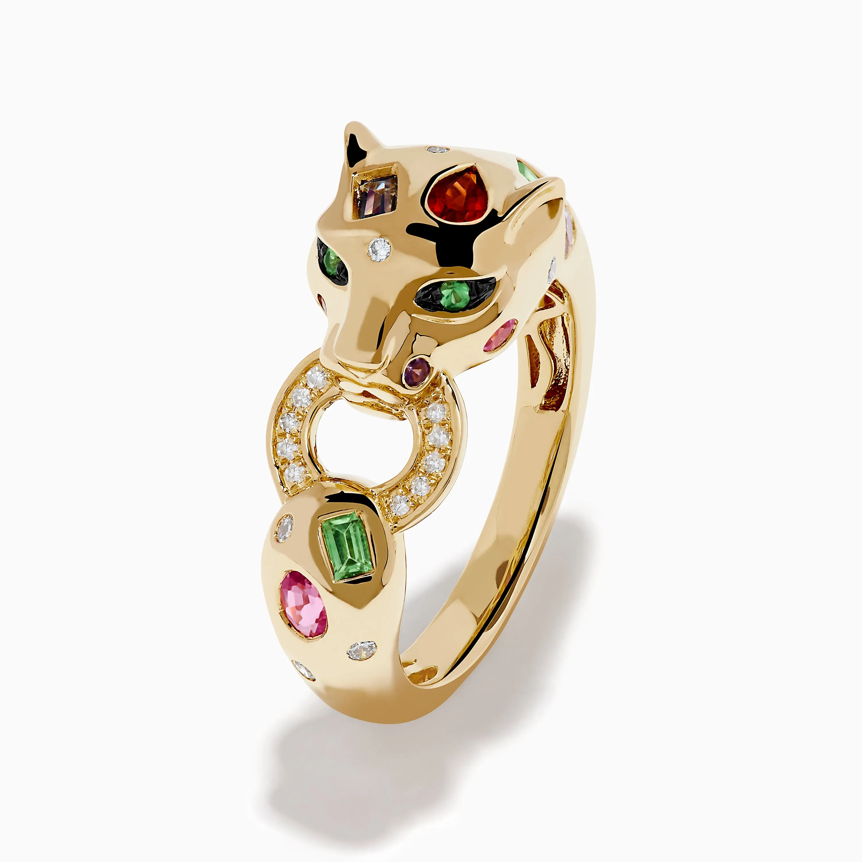 Signature 14K Yellow Gold Multi Sapphire and Diamond Panther Ring sold by Effy