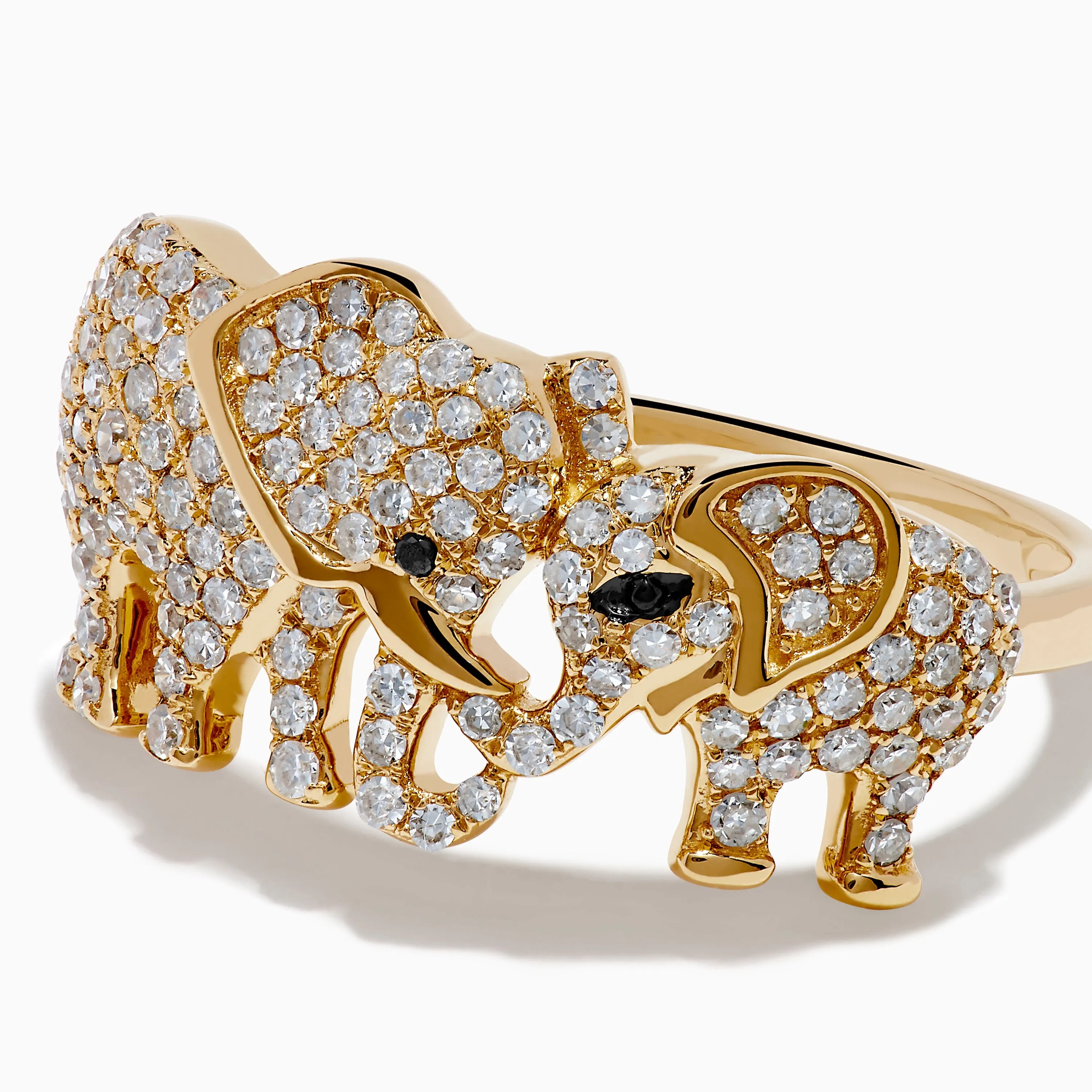 Safari 14K Yellow Gold White and Black Diamond Elephant Ring sold by Effy product image thumbnail 2