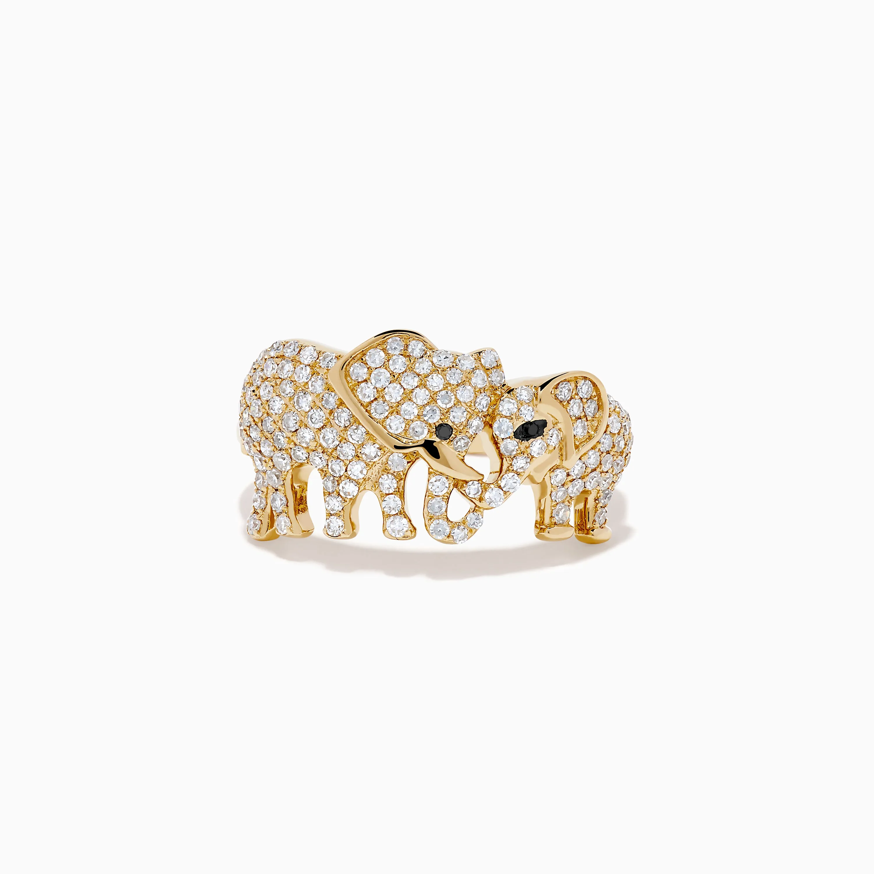 Safari 14K Yellow Gold White and Black Diamond Elephant Ring sold by Effy