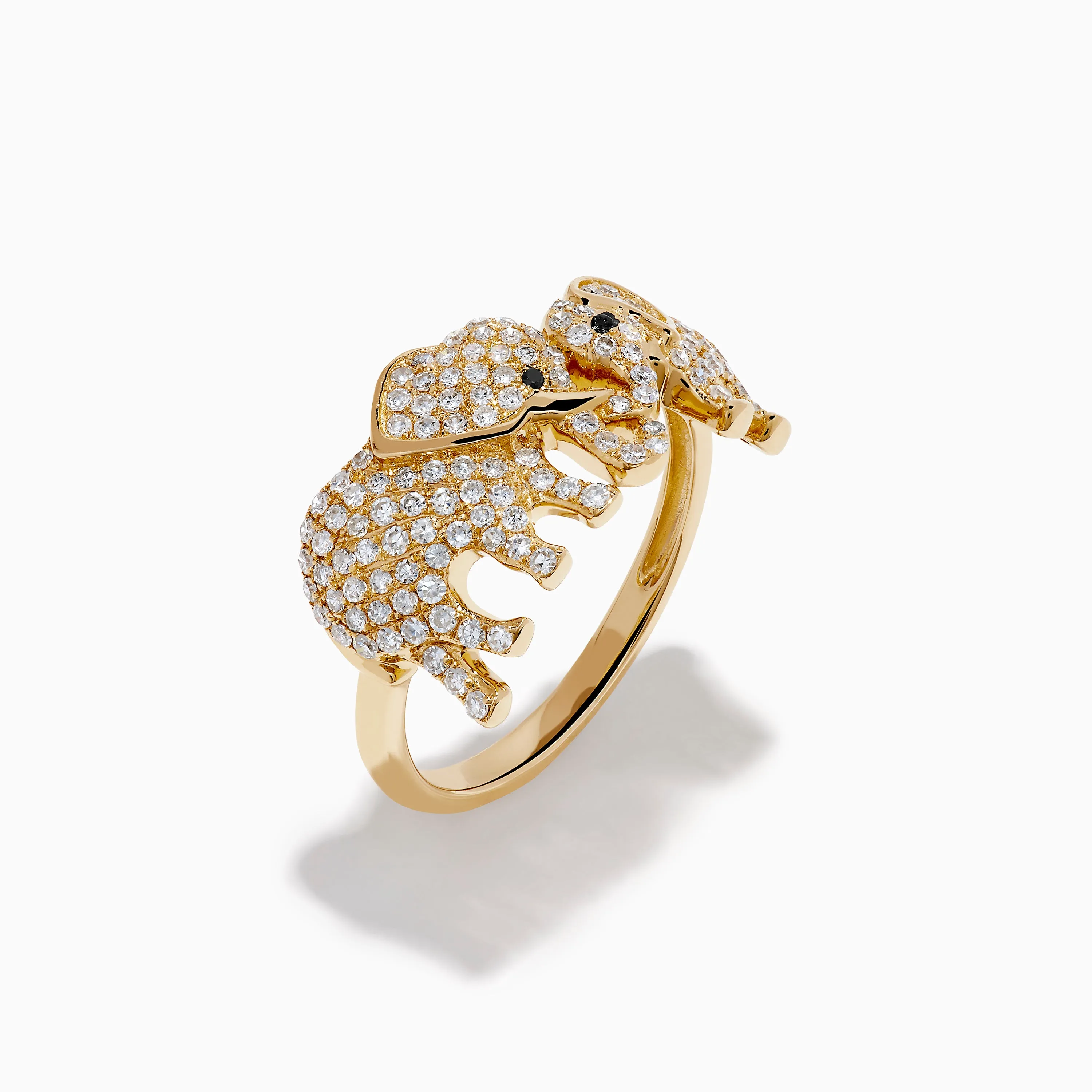 Safari 14K Yellow Gold White and Black Diamond Elephant Ring sold by Effy product image thumbnail 4