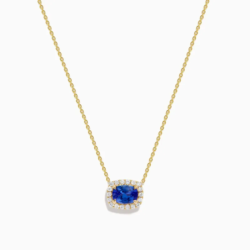 Nahla 14K White Gold Tanzanite and Diamond Halo Necklace sold by Effy
