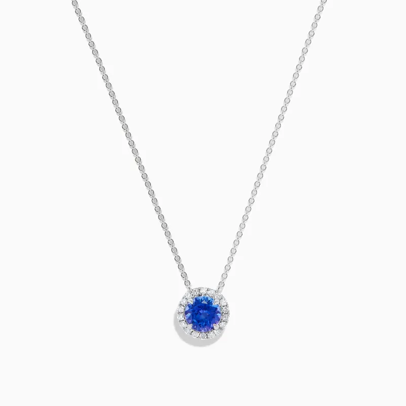 Nahla 14K White Gold Tanzanite and Diamond Halo Necklace sold by Effy