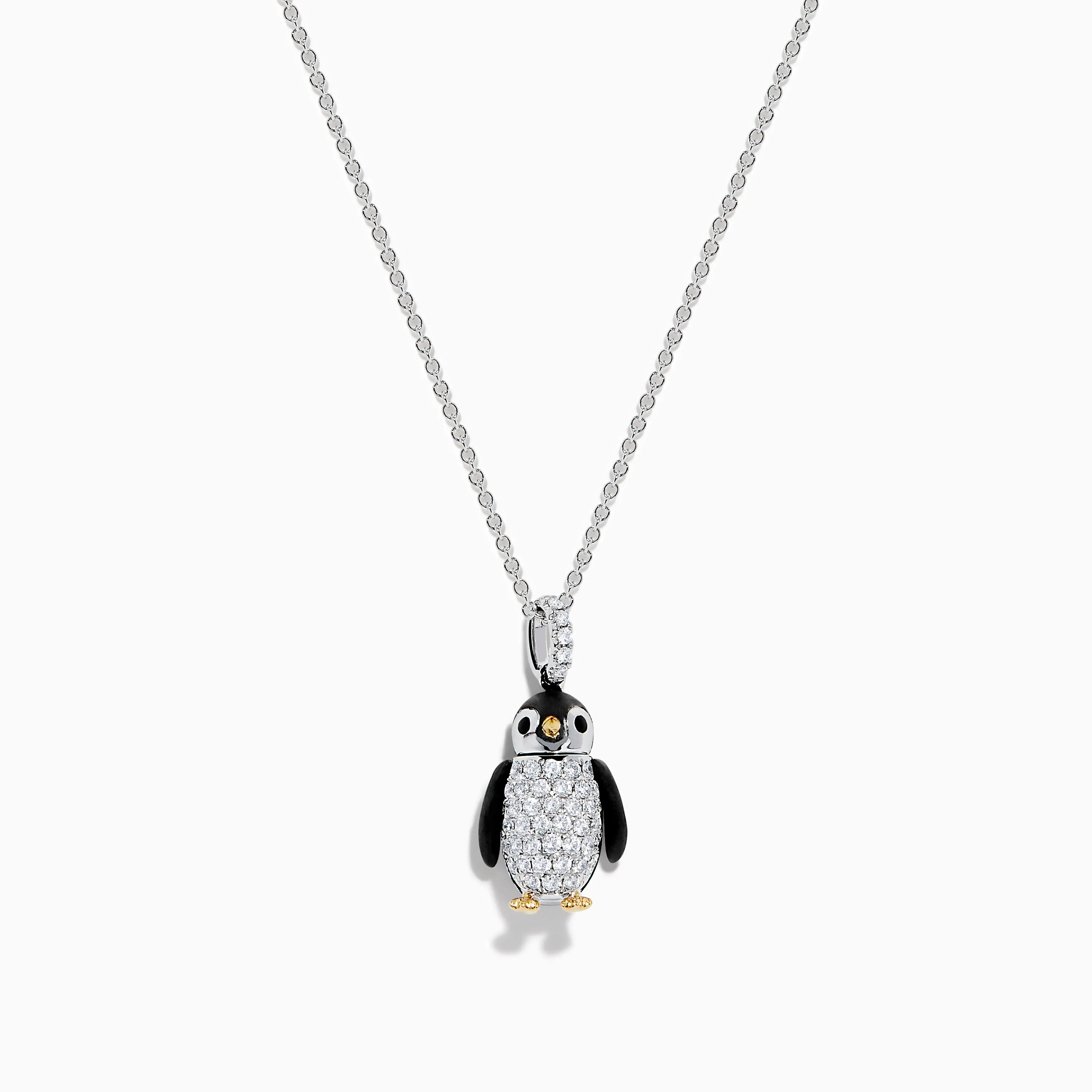 Seaside 14K Two Tone Gold Diamond Penguin Pendant sold by Effy