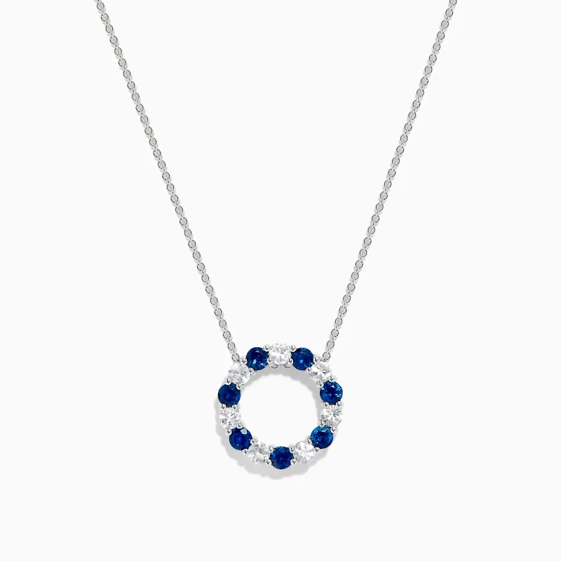 Royale Bleu 14K White Gold White and Blue Sapphire Eternity Pendant sold by Effy