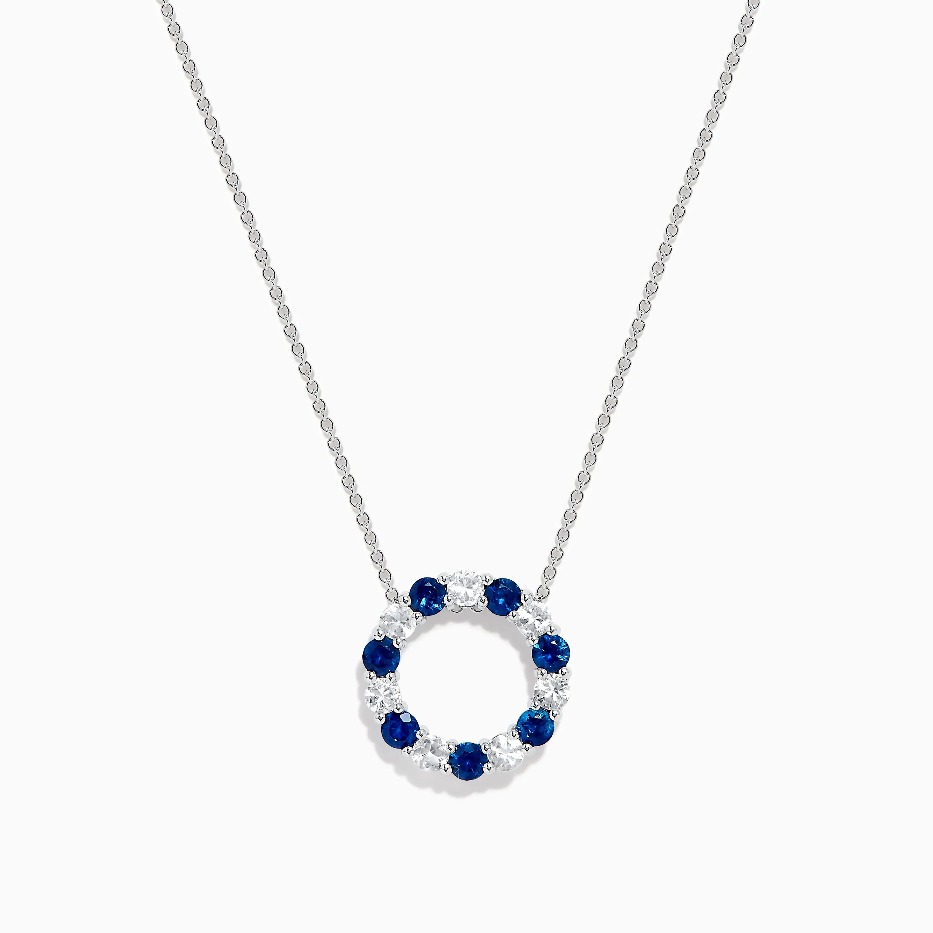Royale Bleu 14K White Gold White and Blue Sapphire Eternity Pendant sold by Effy