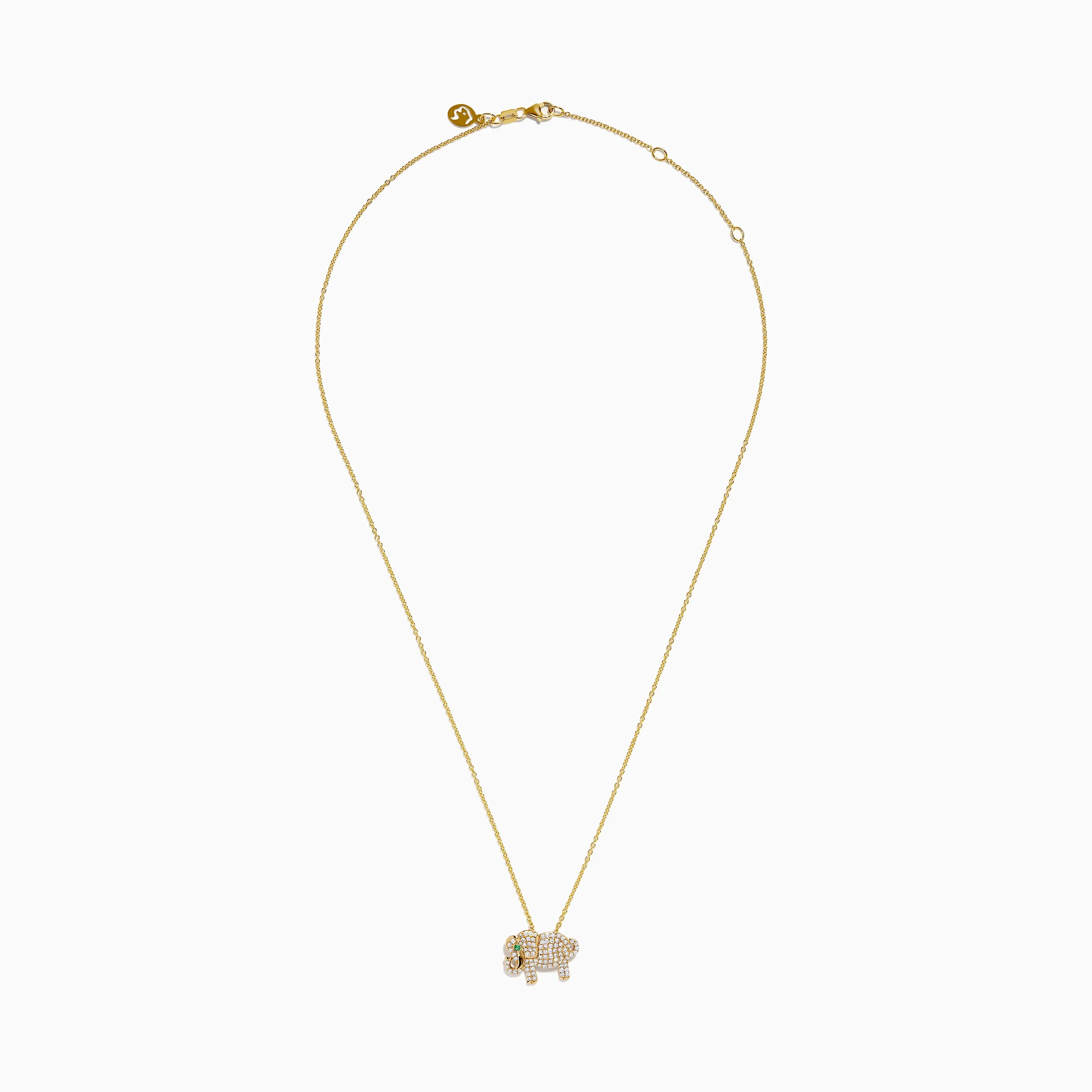 Safari 14K Yellow Gold Diamond and Emerald Elephant Pendant sold by Effy product image thumbnail 3