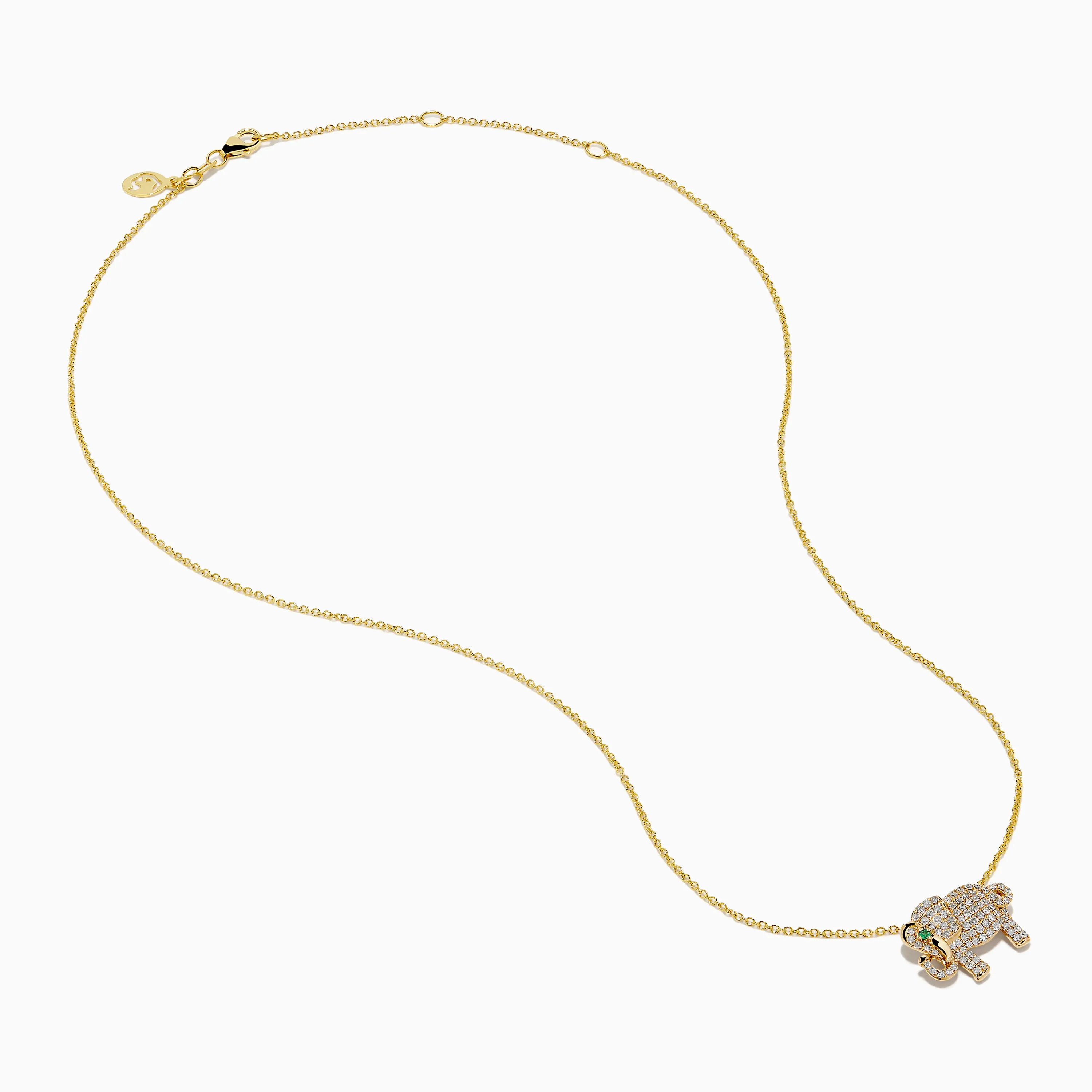 Safari 14K Yellow Gold Diamond and Emerald Elephant Pendant sold by Effy product image thumbnail 2