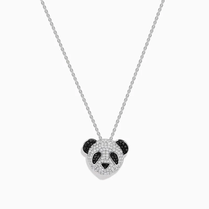 Safari 14K White Gold Black and White Diamond Panda Pendant sold by Effy