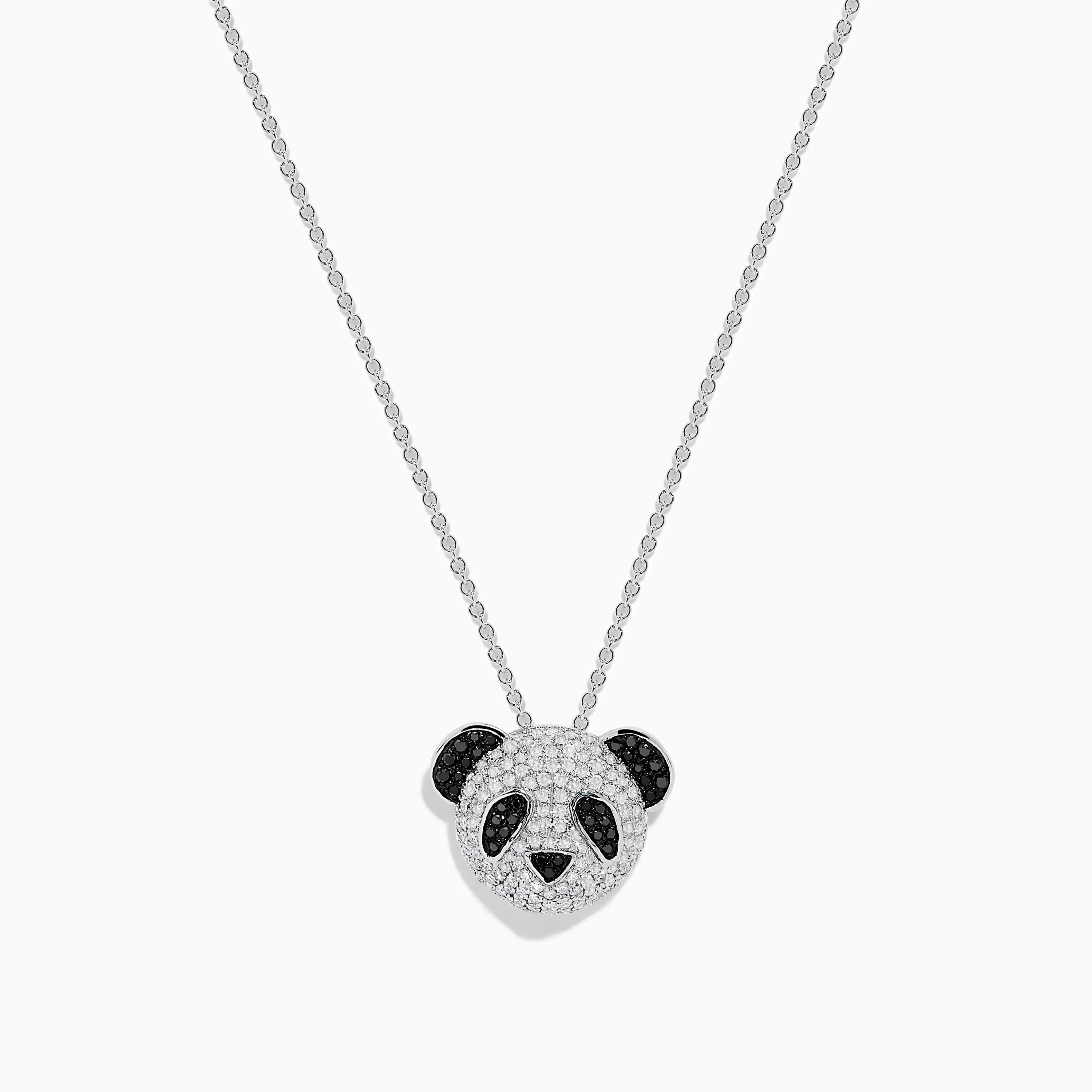 Safari 14K White Gold Black and White Diamond Panda Pendant sold by Effy