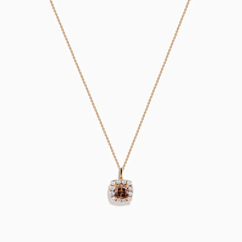 Espresso 14K Rose Gold Brown and White Diamond Pendant sold by Effy