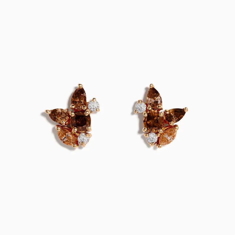 Espresso 14K Rose Gold Brown and White Stud Earrings sold by Effy