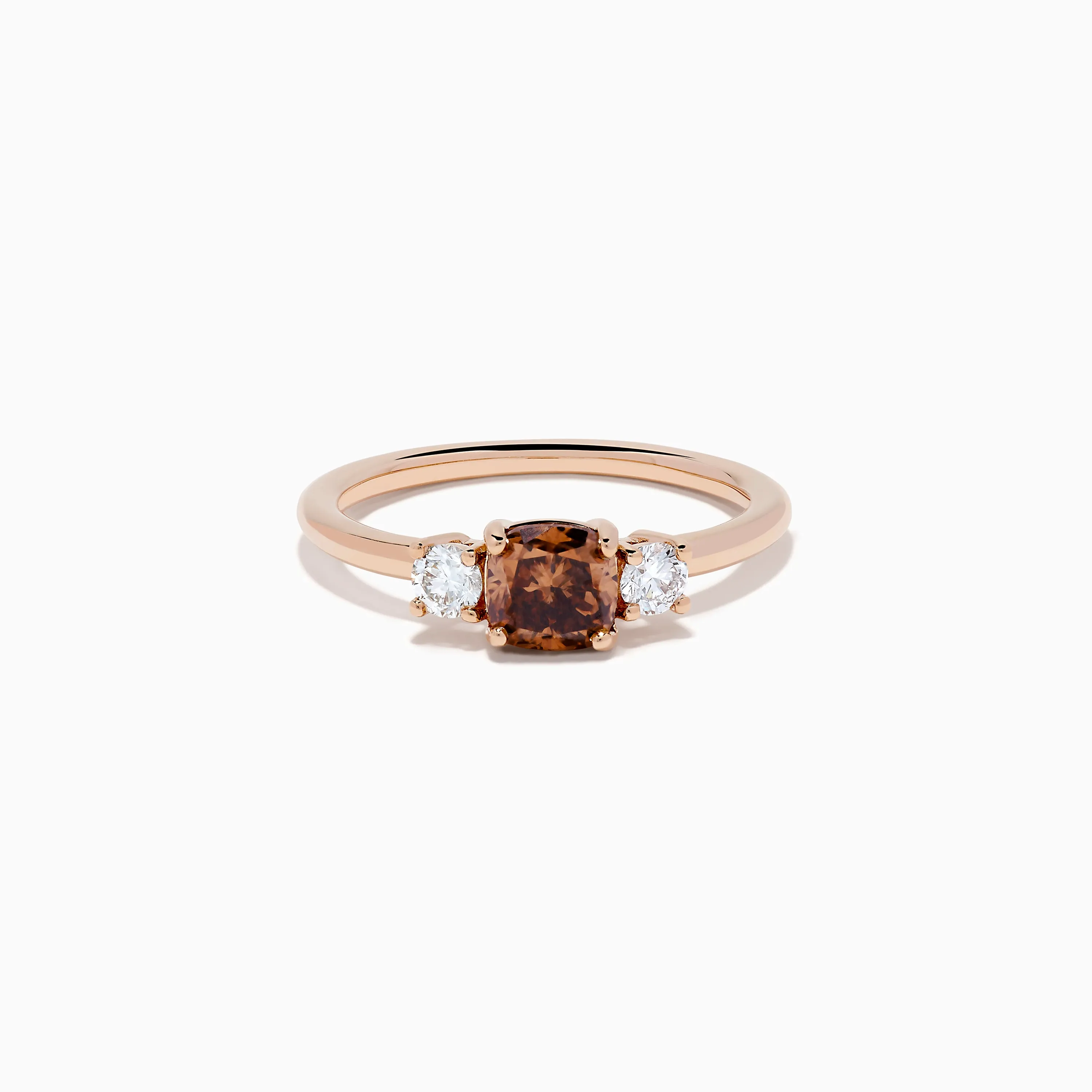 Espresso 14K Rose Gold Brown and White 3 Stone Diamond Ring sold by Effy
