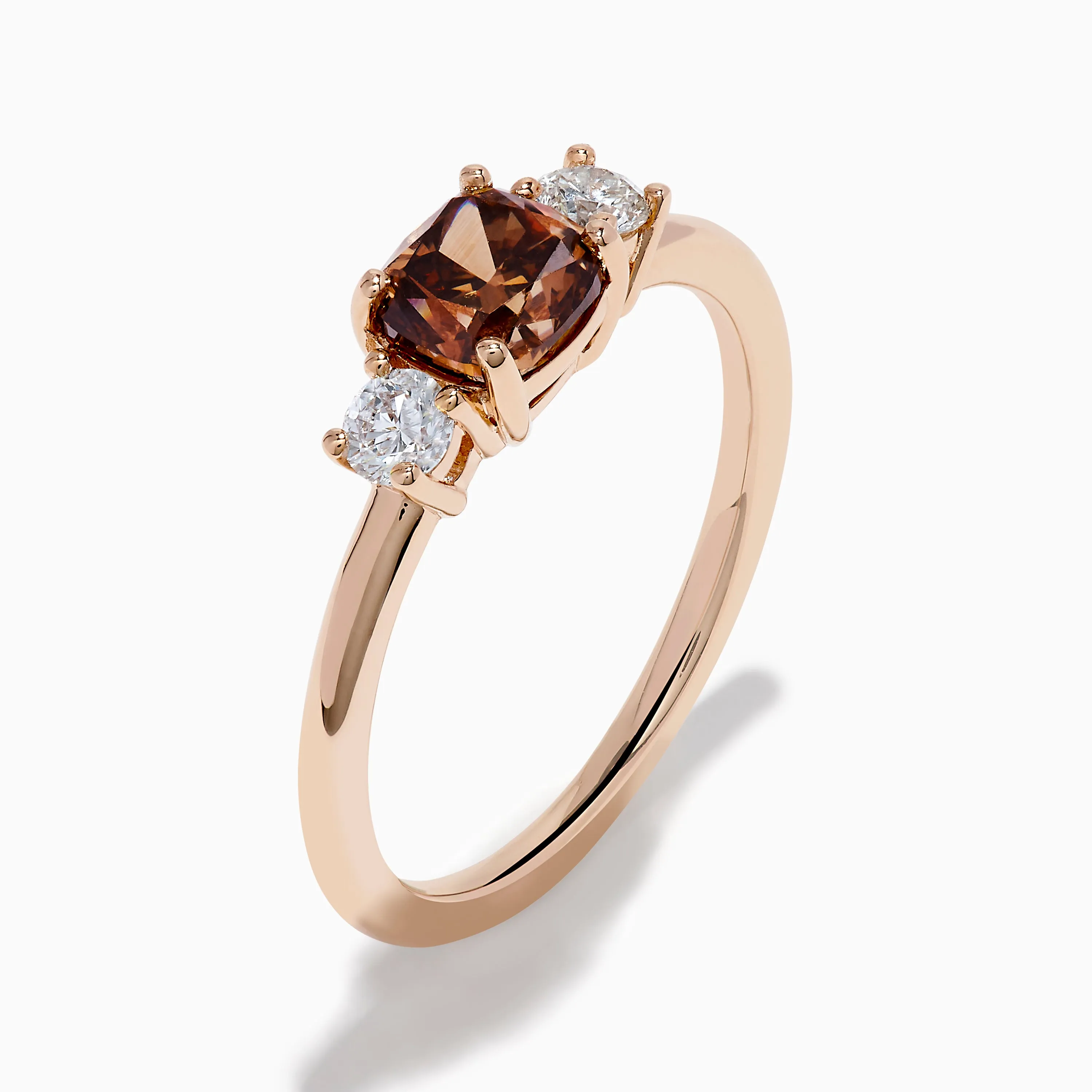 Espresso 14K Rose Gold Brown and White 3 Stone Diamond Ring sold by Effy product image thumbnail 4