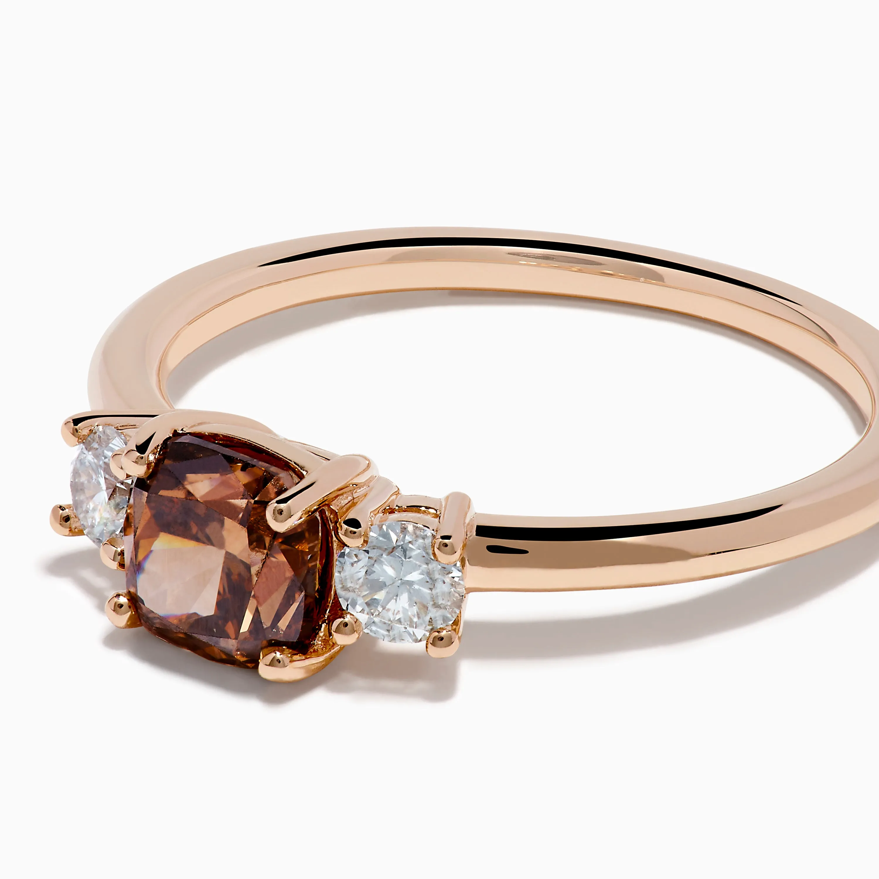 Espresso 14K Rose Gold Brown and White 3 Stone Diamond Ring sold by Effy product image thumbnail 2
